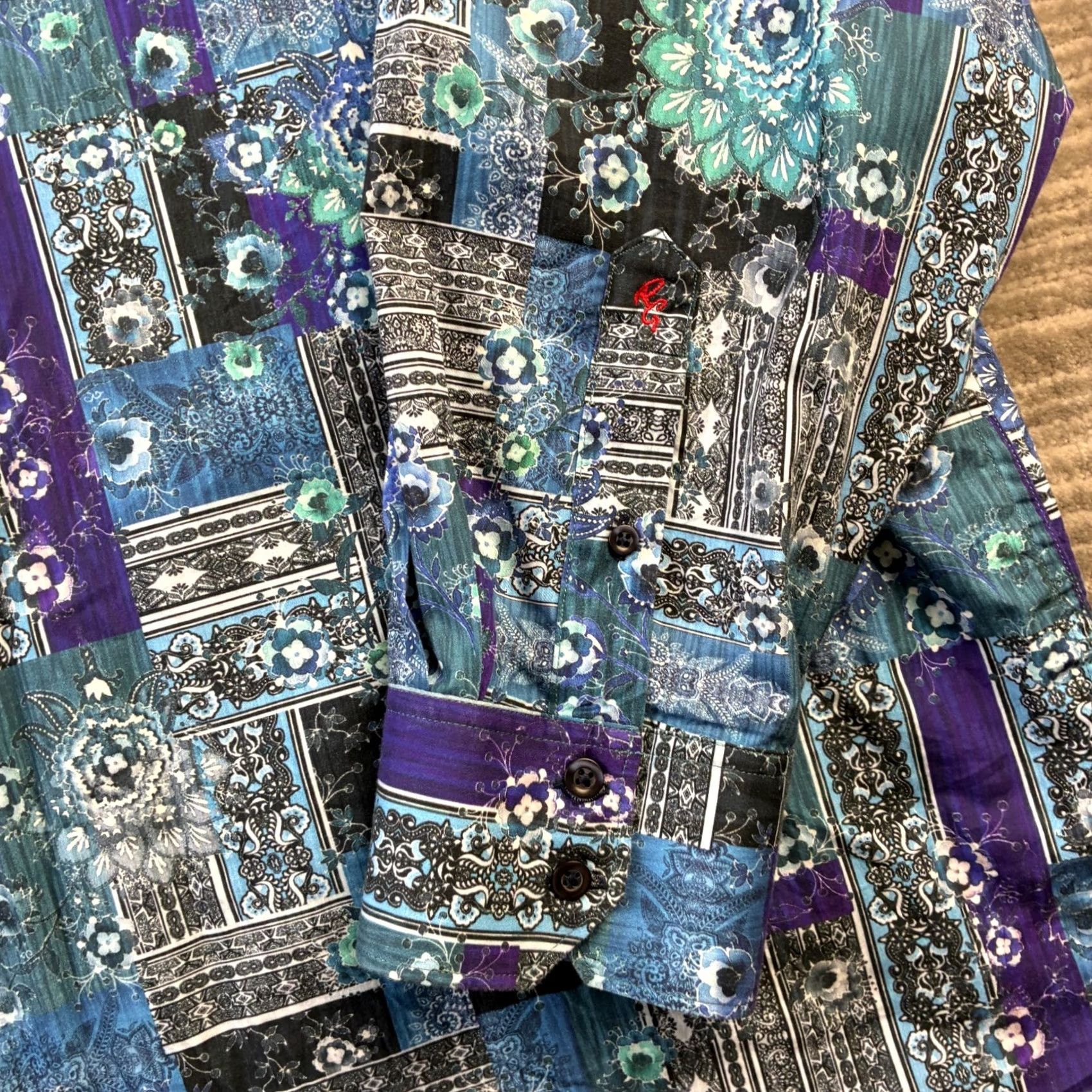 Robert Graham Robert Graham Shirt Mens 4XL Blue Paisley Button-Up Long Sleeve Holiday/All Seasons Mens LG Crew? Size US XXL / EU 58 / 5 - 5 Thumbnail