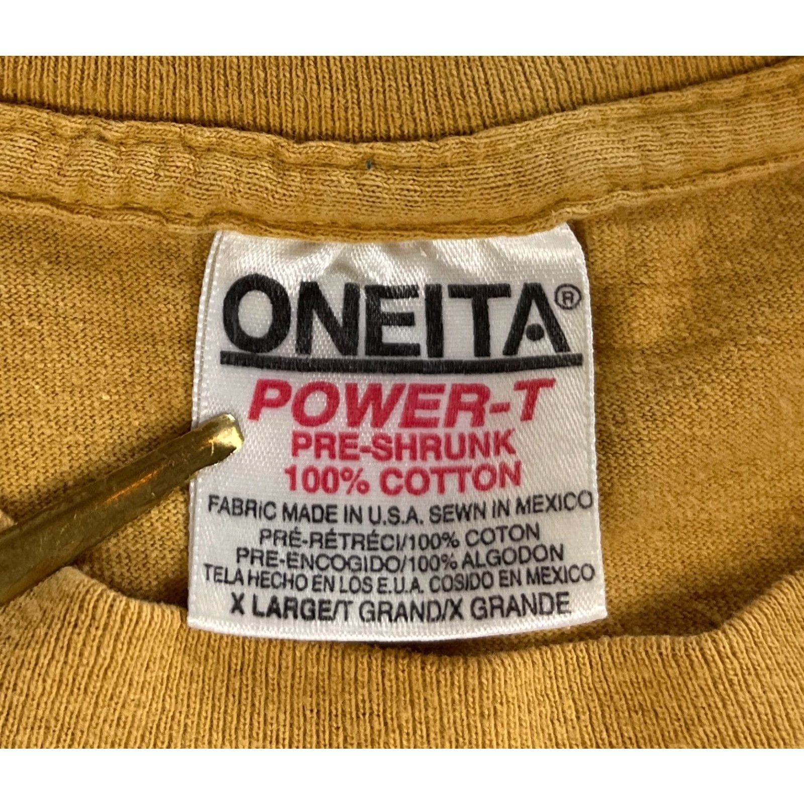 Vintage VINTAGE Oneita T-Shirt Mustard XL Lions and Tigers and Bears, Oh My! Men Graphic Print Nature 1990s Size US XL / EU 56 / 4 - 5 Thumbnail