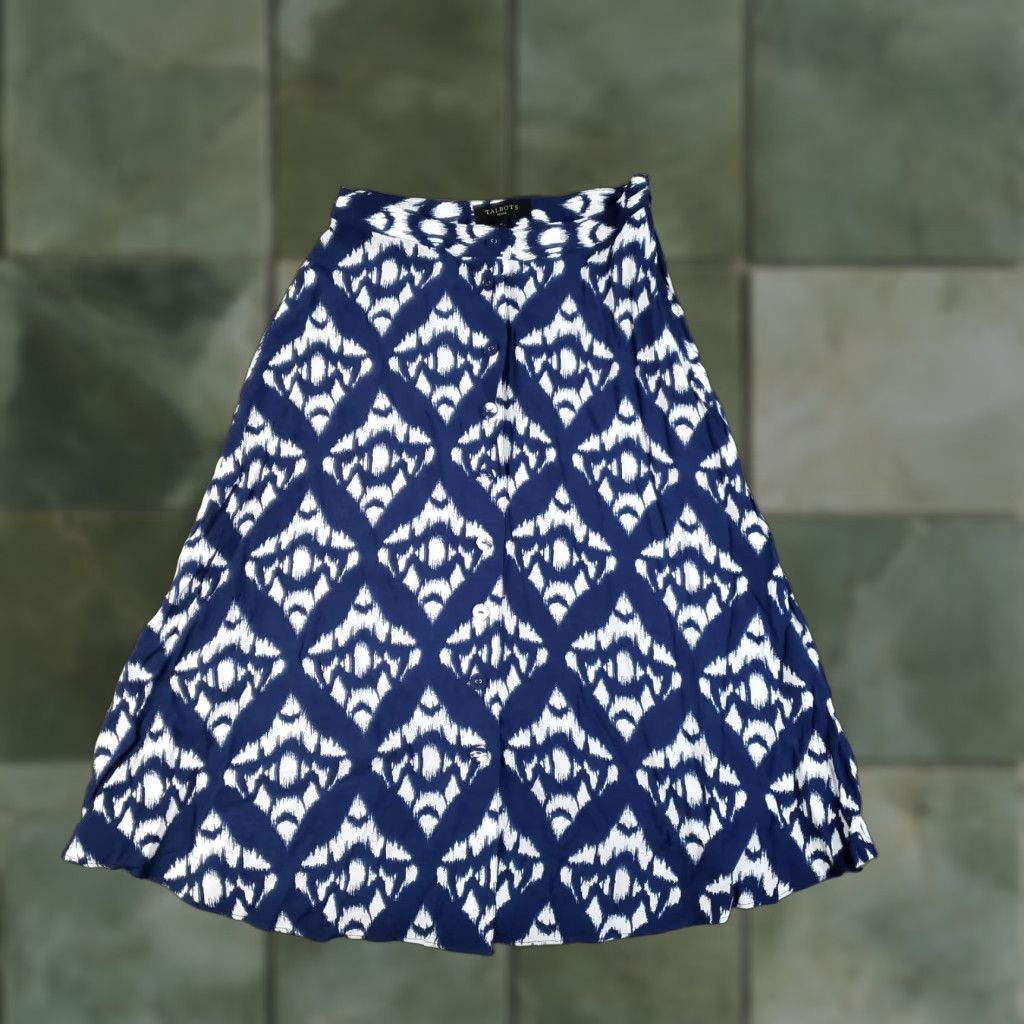 Talbots Talbots Skirt 4P Blue White Midi A-Line Petite Women Lightweight Vintage No Size 27" / US 4 / IT 40 - 1 Thumbnail