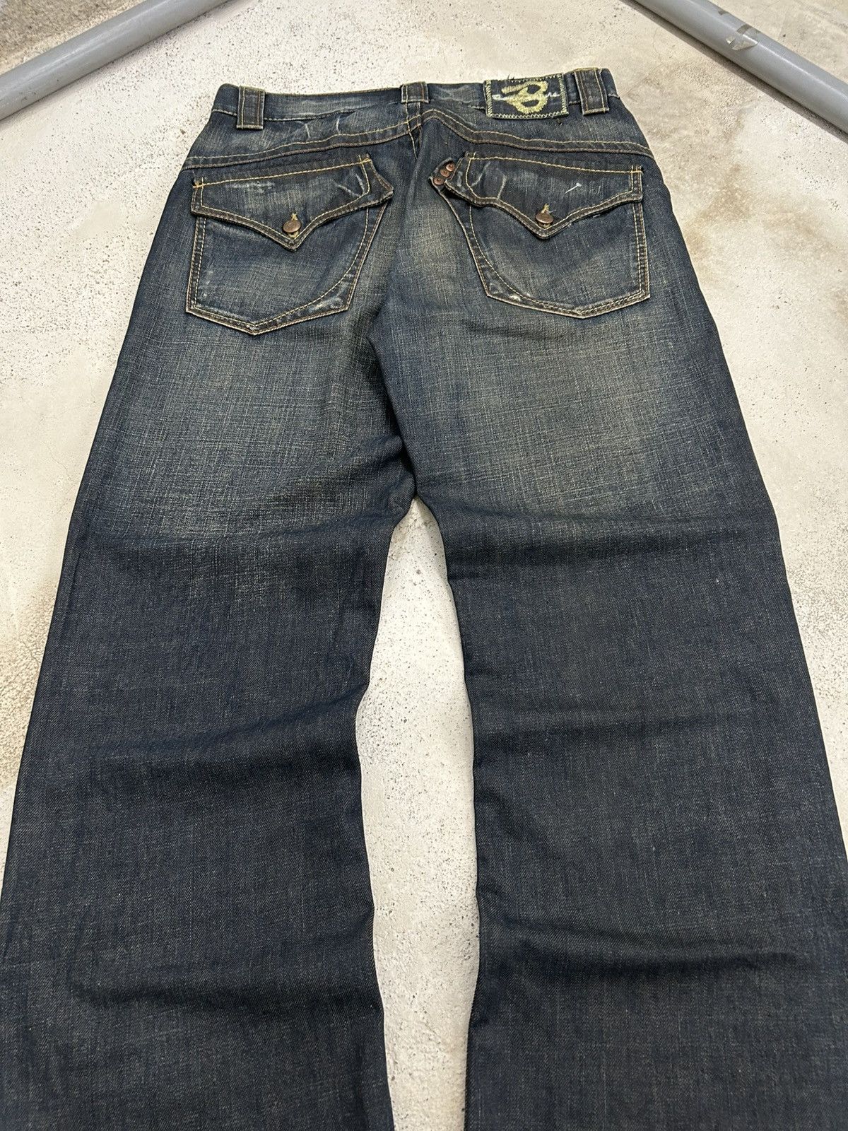 Le Grande Bleu (L.G.B.) Vintage Baggy Jeans Bonaventure Brand Mud Washed Size US 31 - 10 Thumbnail
