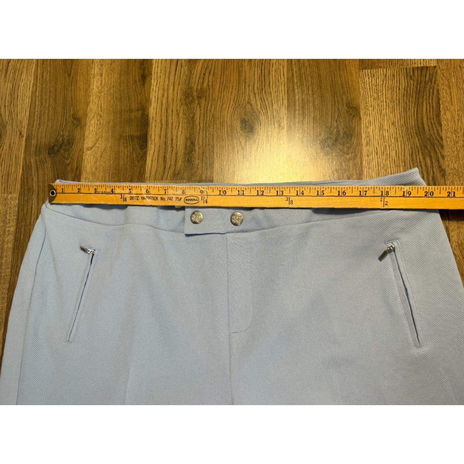 Vintage SOHO Pants Women's 3X Blue Light Wash Pull On Zip Pockets Dress Pants Size 40" / US 18 - 6 Thumbnail