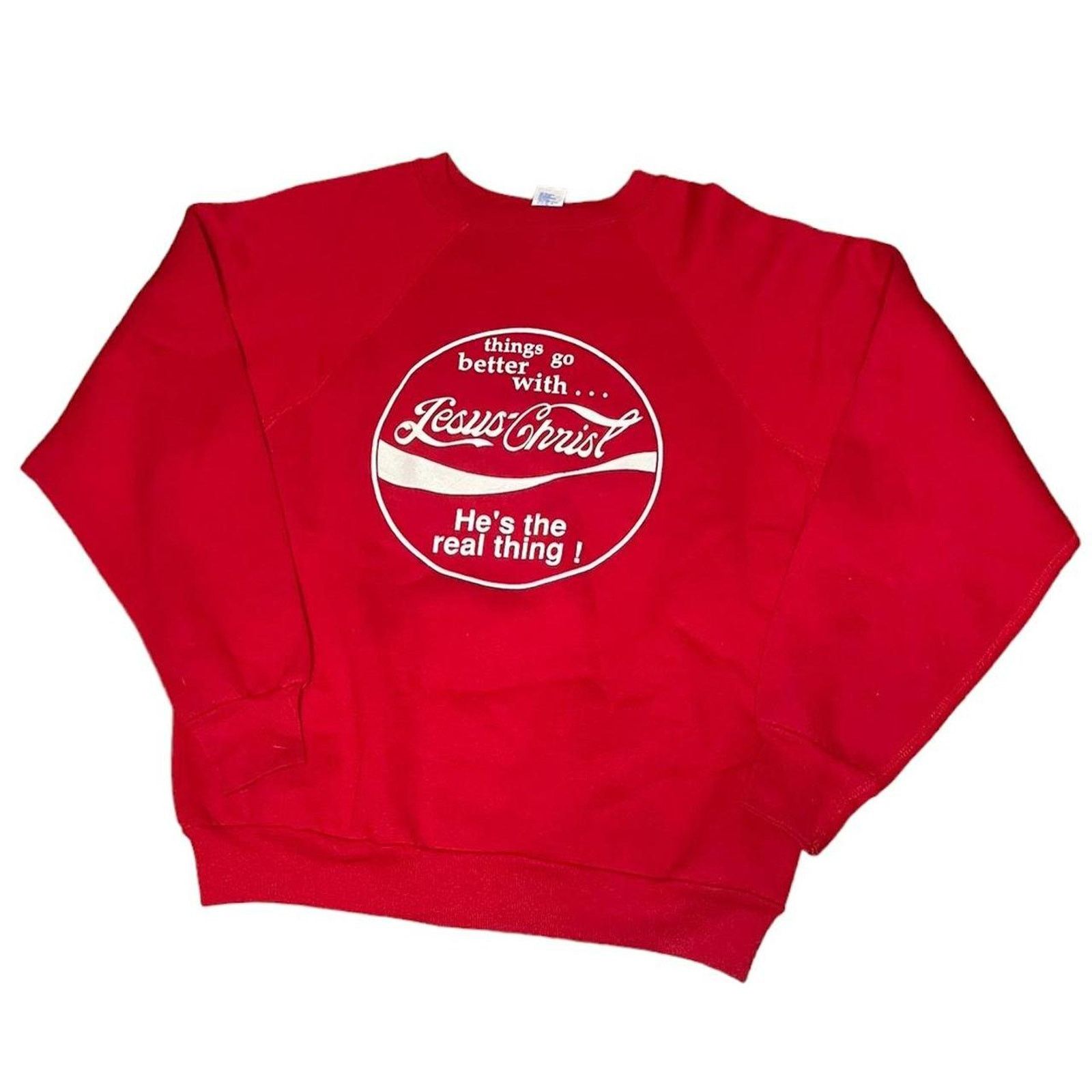 Other Vintage 80s 90s Jesus Christ Coca-Cola Parody Sweatshirt Size L / US 10 / IT 46 - 1 Thumbnail