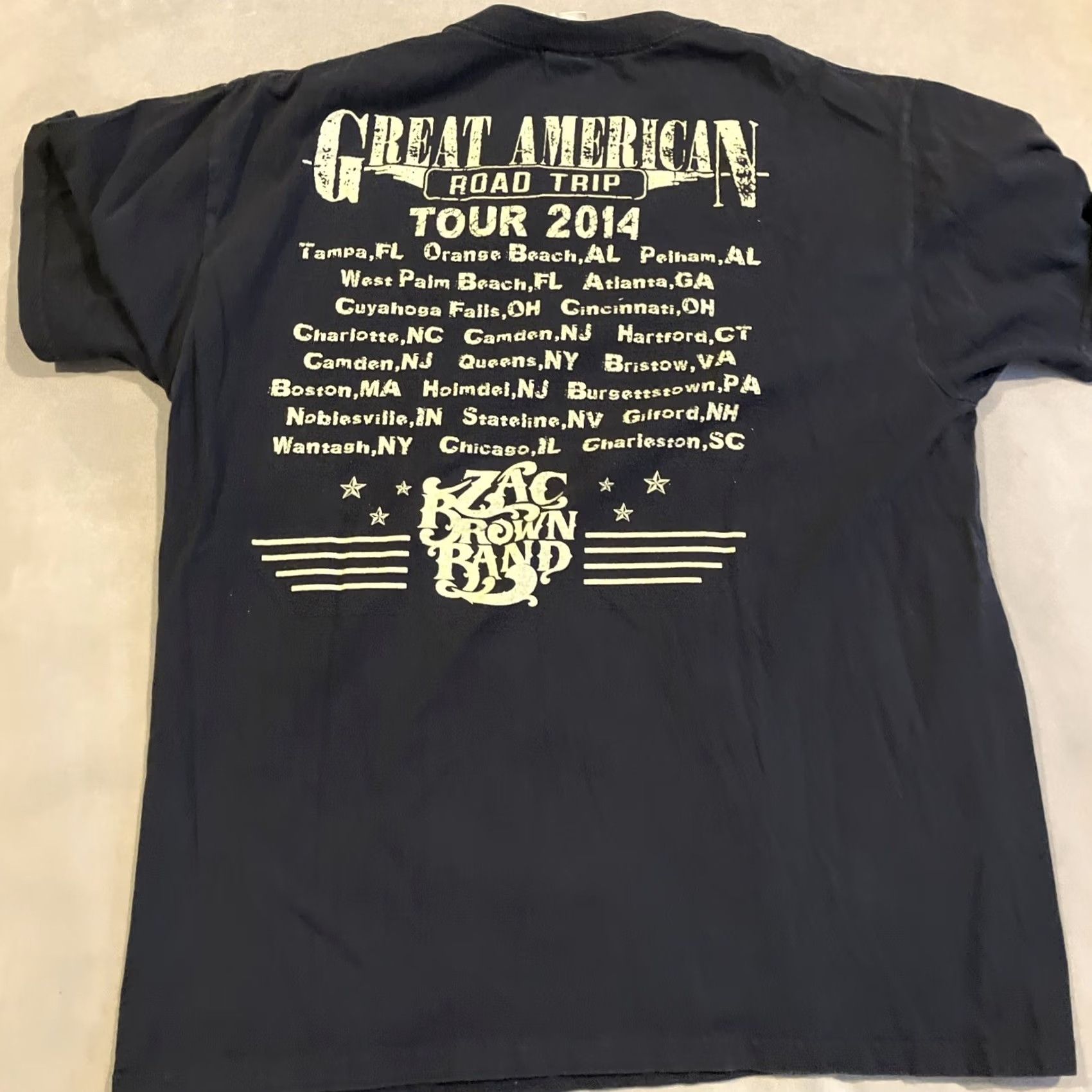 Fruit Of The Loom VINTAGE Zac Brown Band 2014 Great American Road Trip Concert T Shirt L Black Mens Regular T-Shirt Band Size US L / EU 52-54 / 3 - 4 Thumbnail
