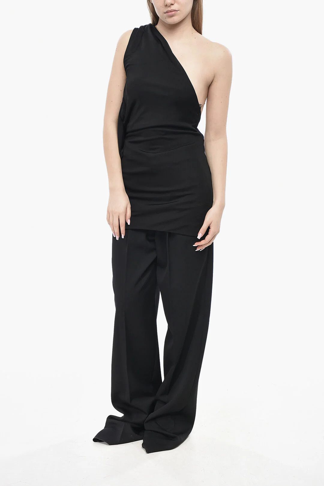 KHAITE og1mm0426 One-Shoulder Viscose Top in Black Size XS / US 0-2 / IT 36-38 - 4 Thumbnail