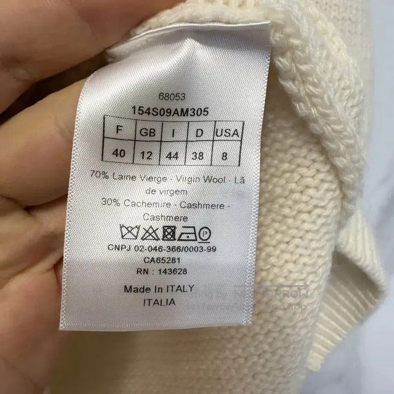 Dior Dior Cream Wool Logo Short-Sleeve Sweater . Size L / US 10 / IT 46 - 4 Thumbnail