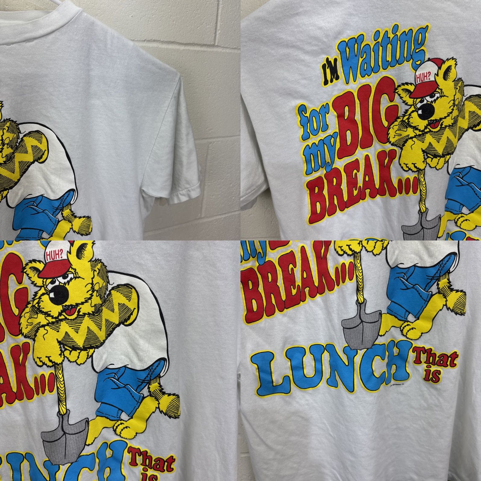 Vintage VINTAGE 1990s Waiting on My Big Dream Lunch Graphic T-Shirt Mens XL White Casual Humor Cotton Size US XL / EU 56 / 4 - 8 Thumbnail