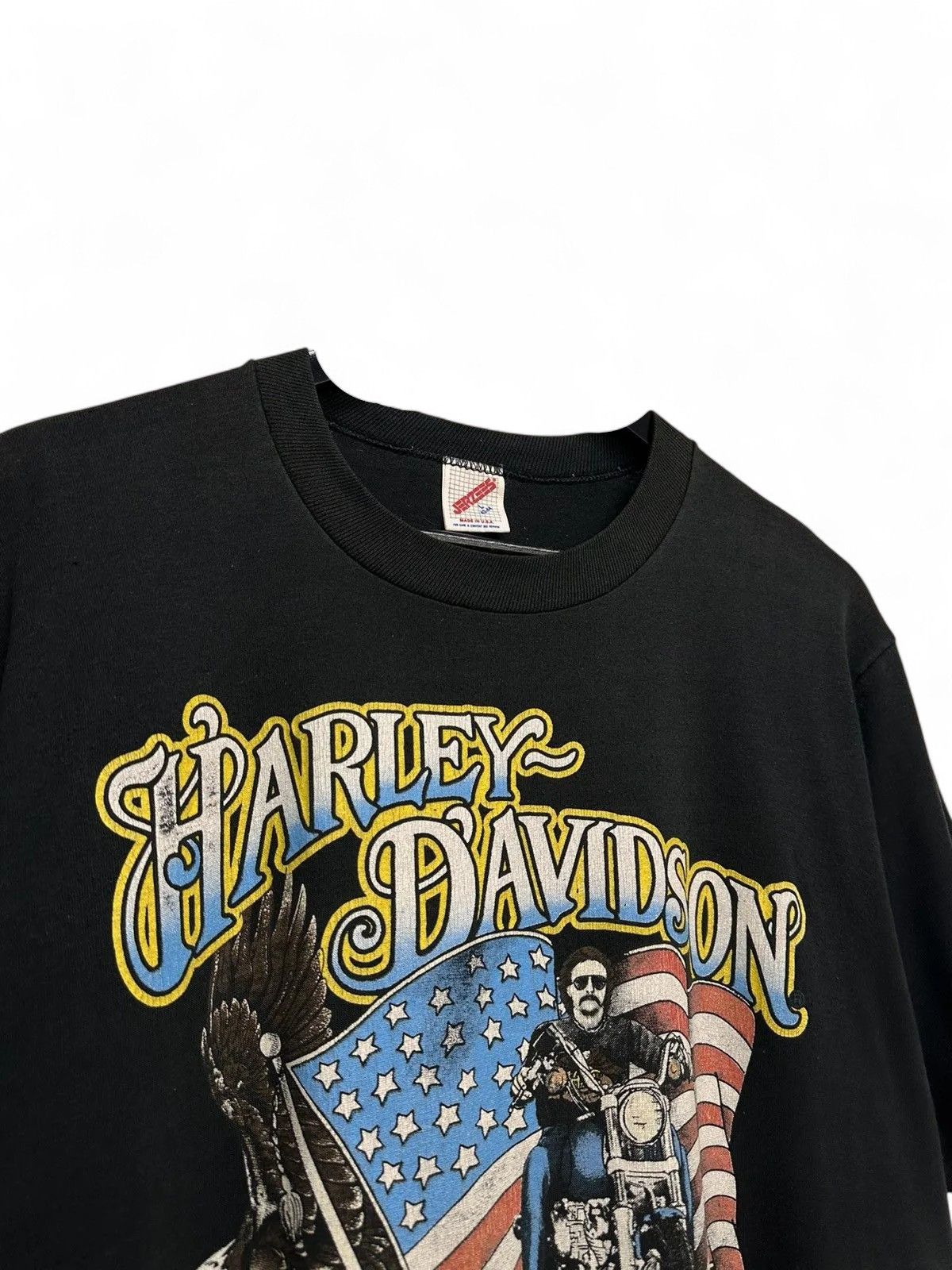 Jerzees Rare 80s Harley Davidson Vintage USA Motorcycle Graphic Tee Size US L / EU 52-54 / 3 - 5 Thumbnail