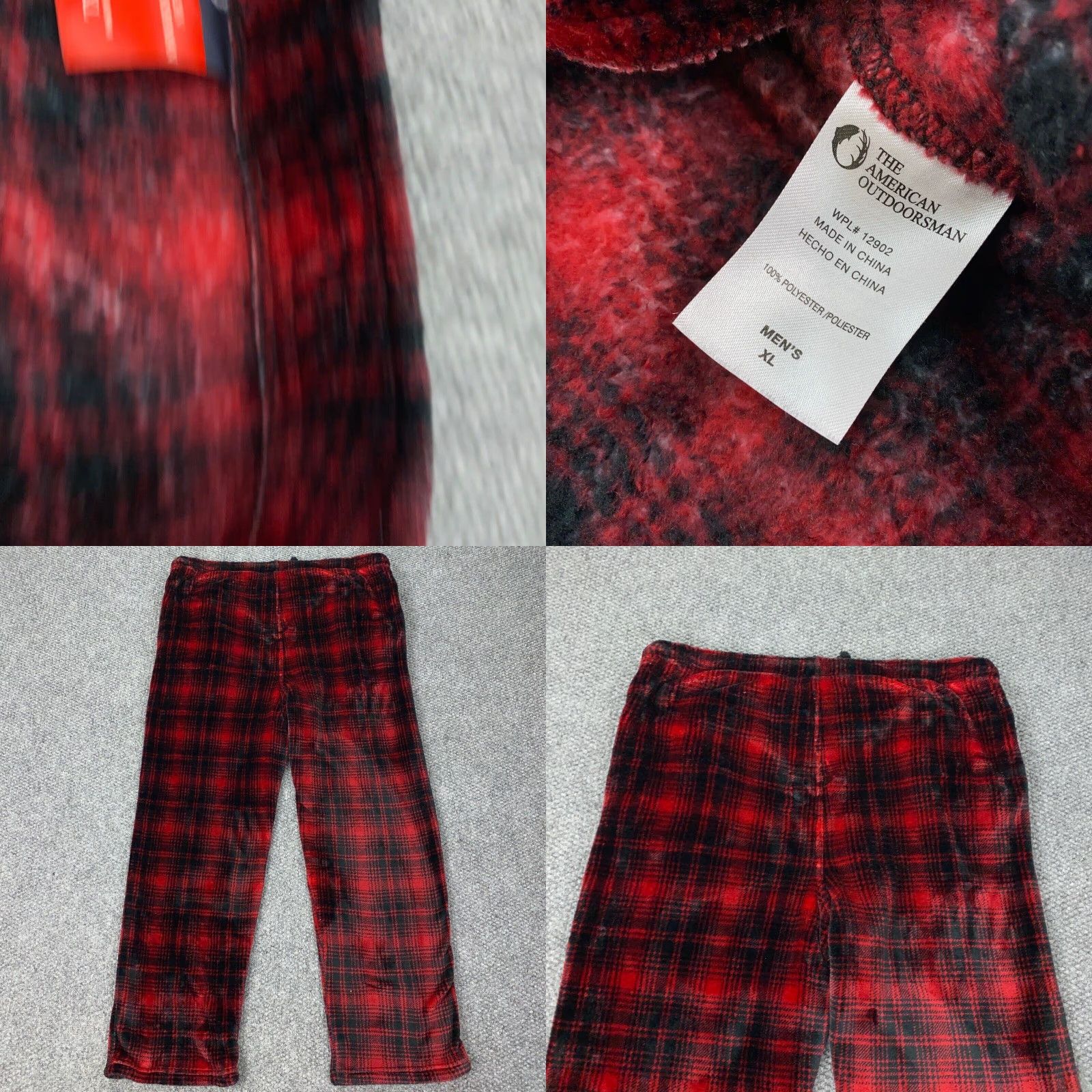 Vintage American Outdoorsman Fleece Pajama Pants Mens XL Red Plaid Lounge Drawstring Bottoms Size US 36 / EU 52 - 8 Thumbnail