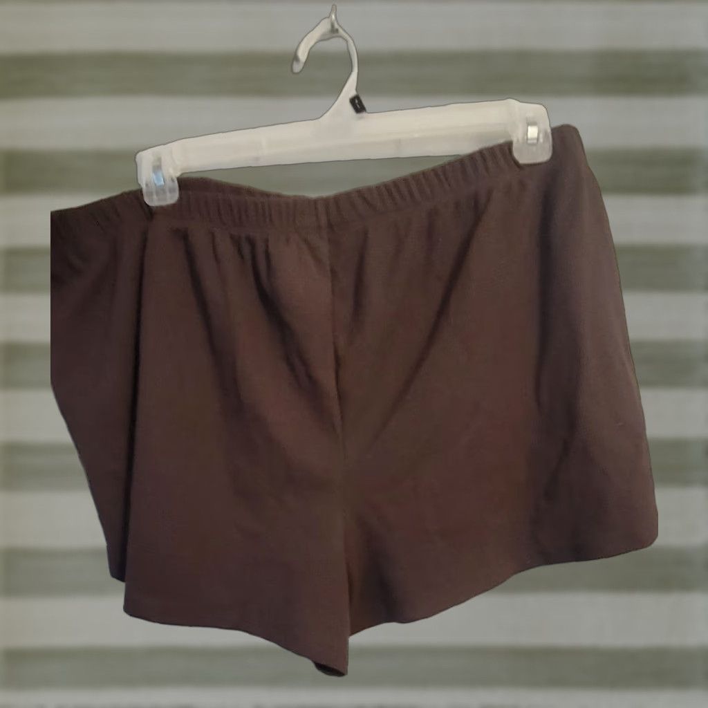 Vintage VINTAGE: No (omit) So...Brown Shortie The Cozy Shorts Waffle Knit 2X NWT Elastic Waist Stretchy Size 40" / US 18 - 1 Thumbnail