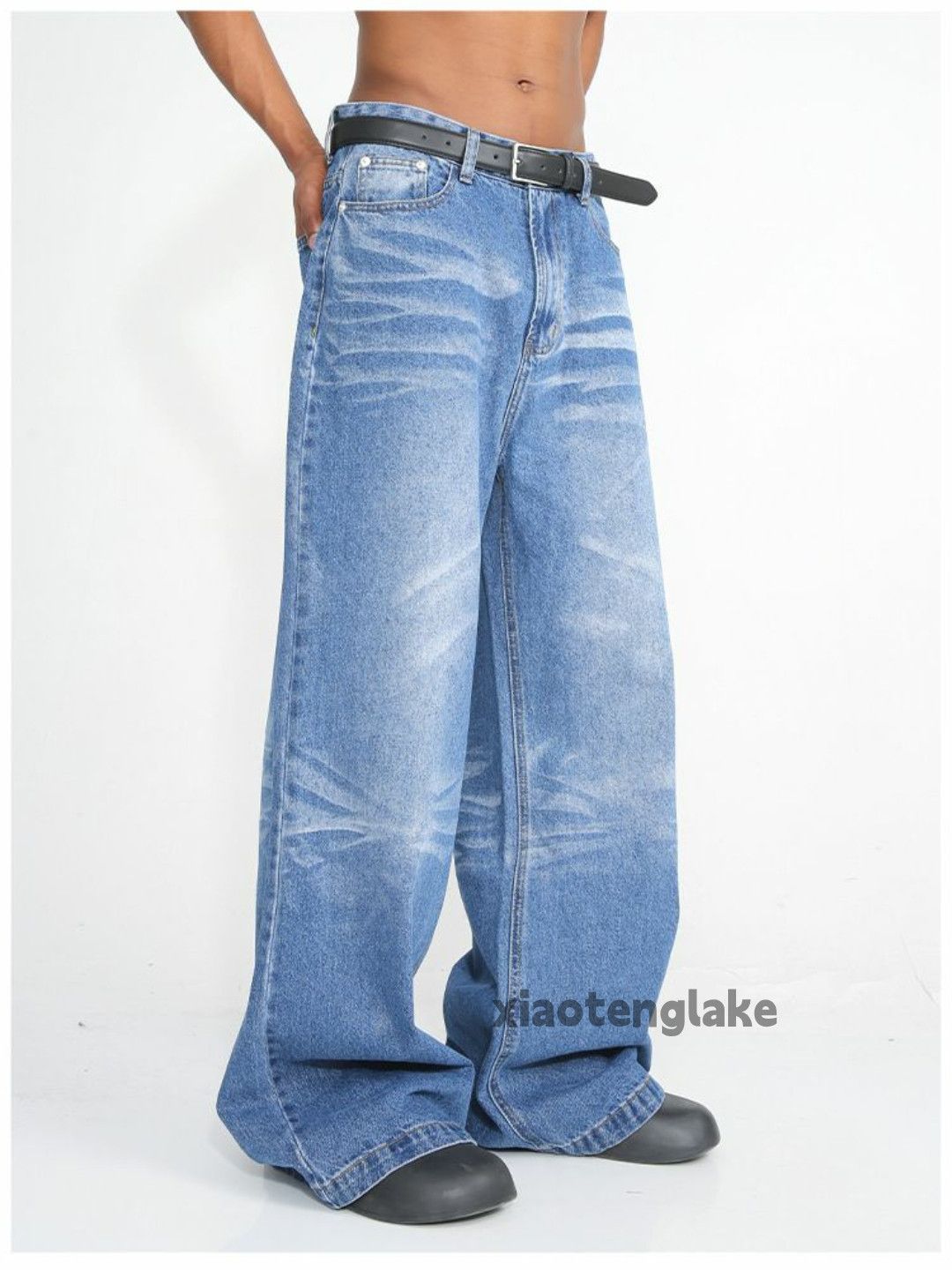 Jean × Vintage washed faded loose baggy skate hiphop yuppie flared jeans Size US 34 / EU 50 - 5 Thumbnail