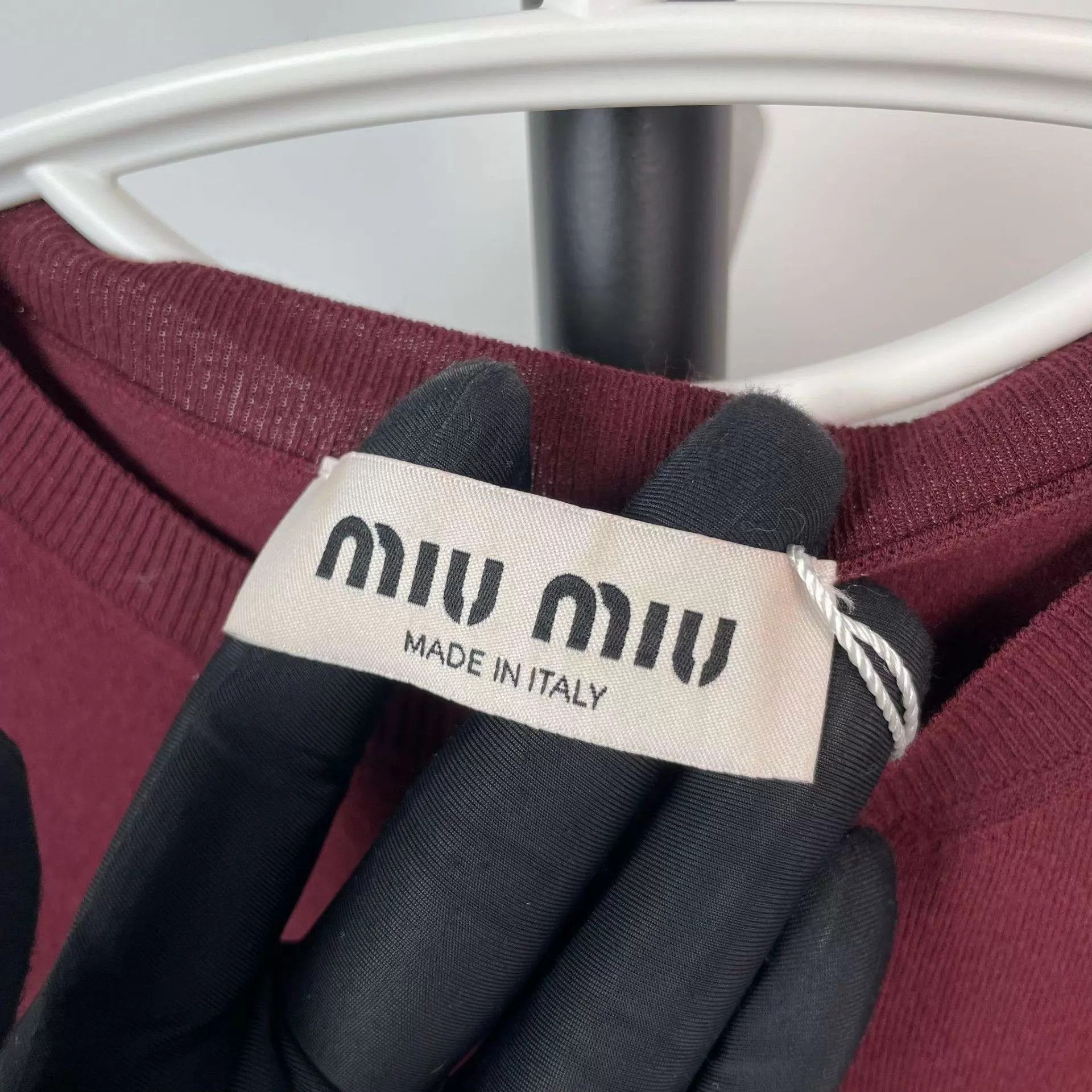 Miu Miu MIU MIU women's burgundy knit short sleeve size 38 Size XS / US 0-2 / IT 36-38 - 3 Thumbnail