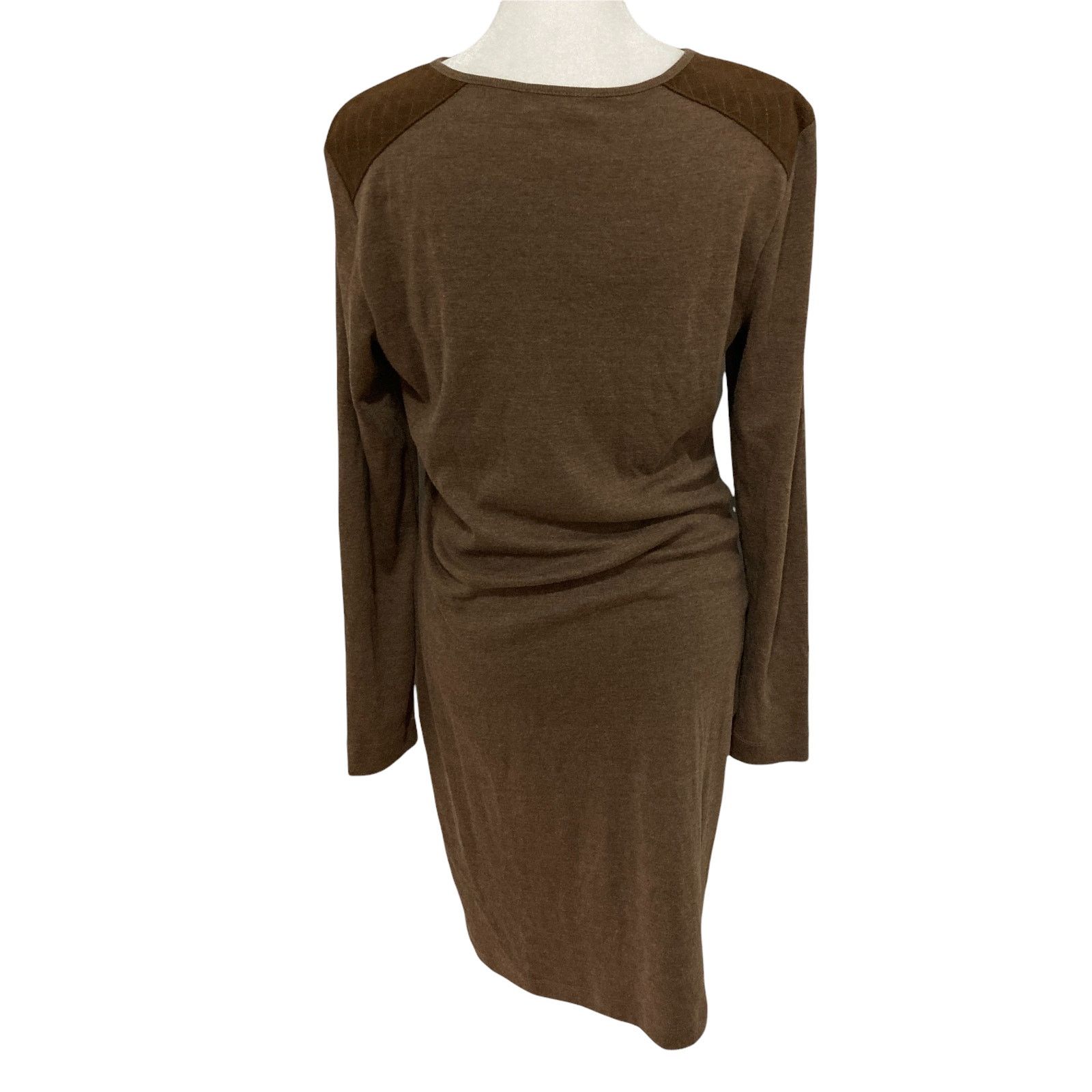 Lauren Ralph Lauren × Ralph Lauren Vtg LRL Mocha Cotton Dress M Quilted Shoulder Zip detail Size M / US 6-8 / IT 42-44 - 7 Thumbnail