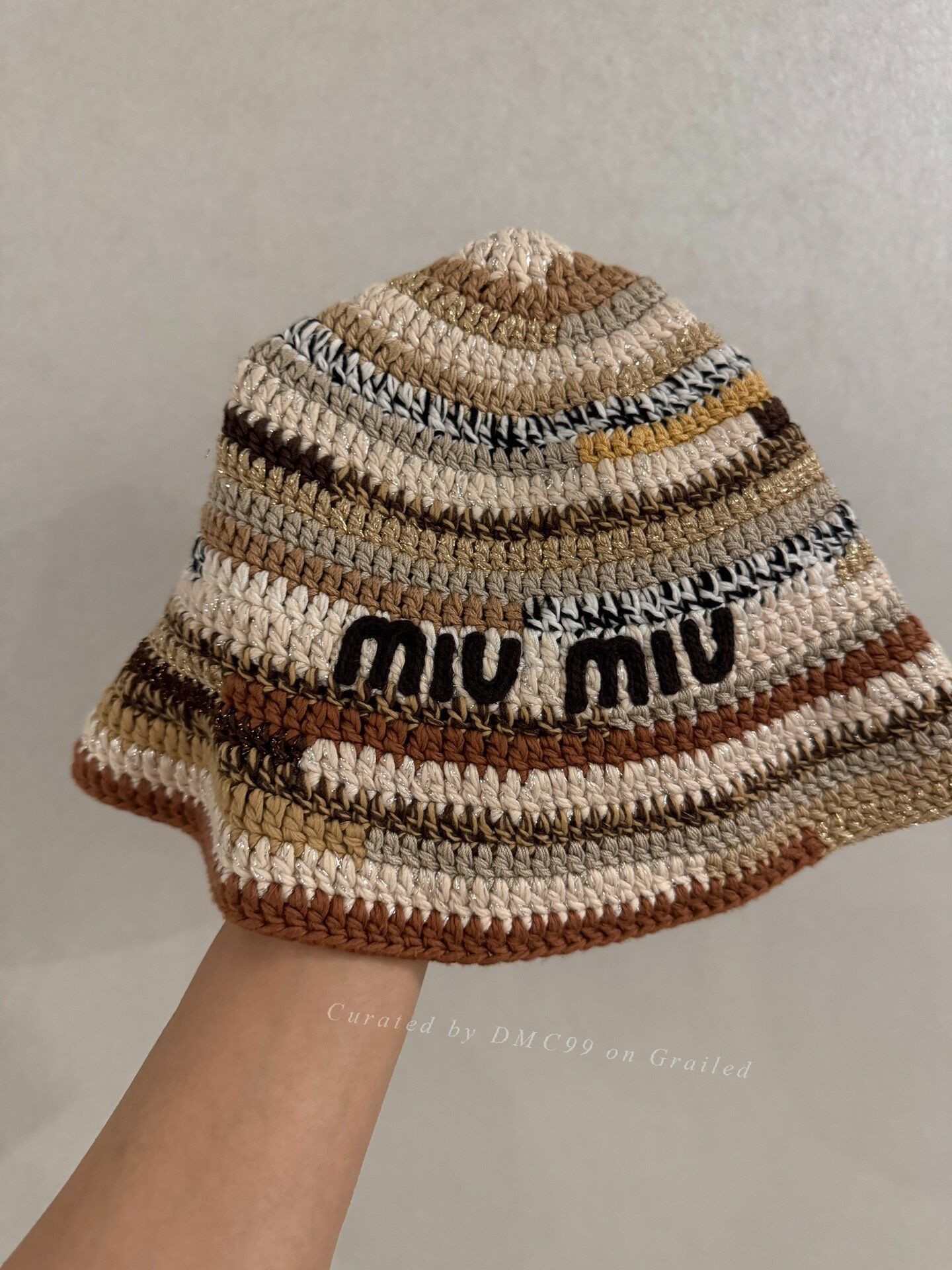 Miu Miu Miumiu Gold Woven Bucket Hat Size ONE SIZE - 1 Thumbnail