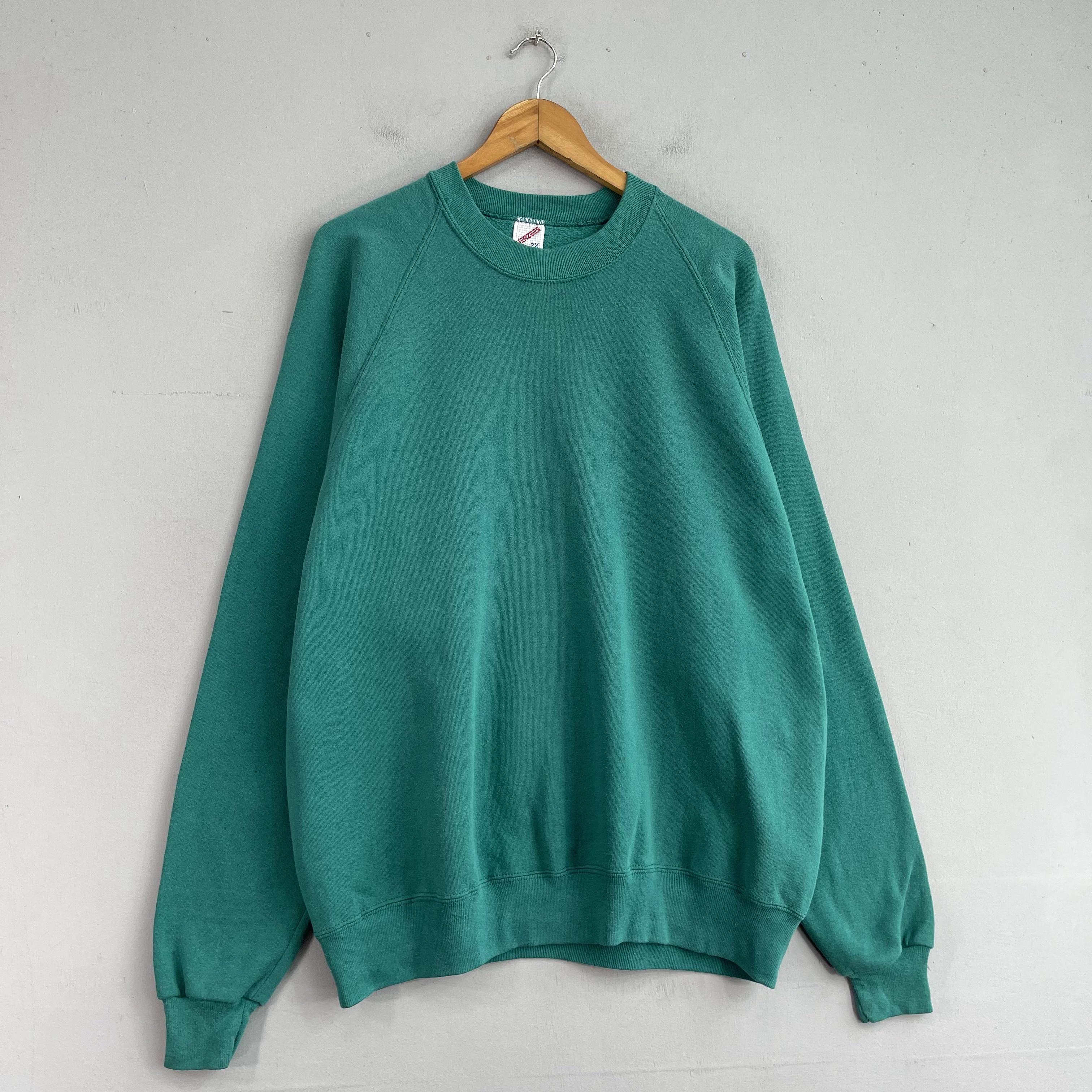 Jerzees × Vintage Vintage JERZEES Plain Green Crewneck Sweatshirt Size US XL / EU 56 / 4 - 3 Thumbnail