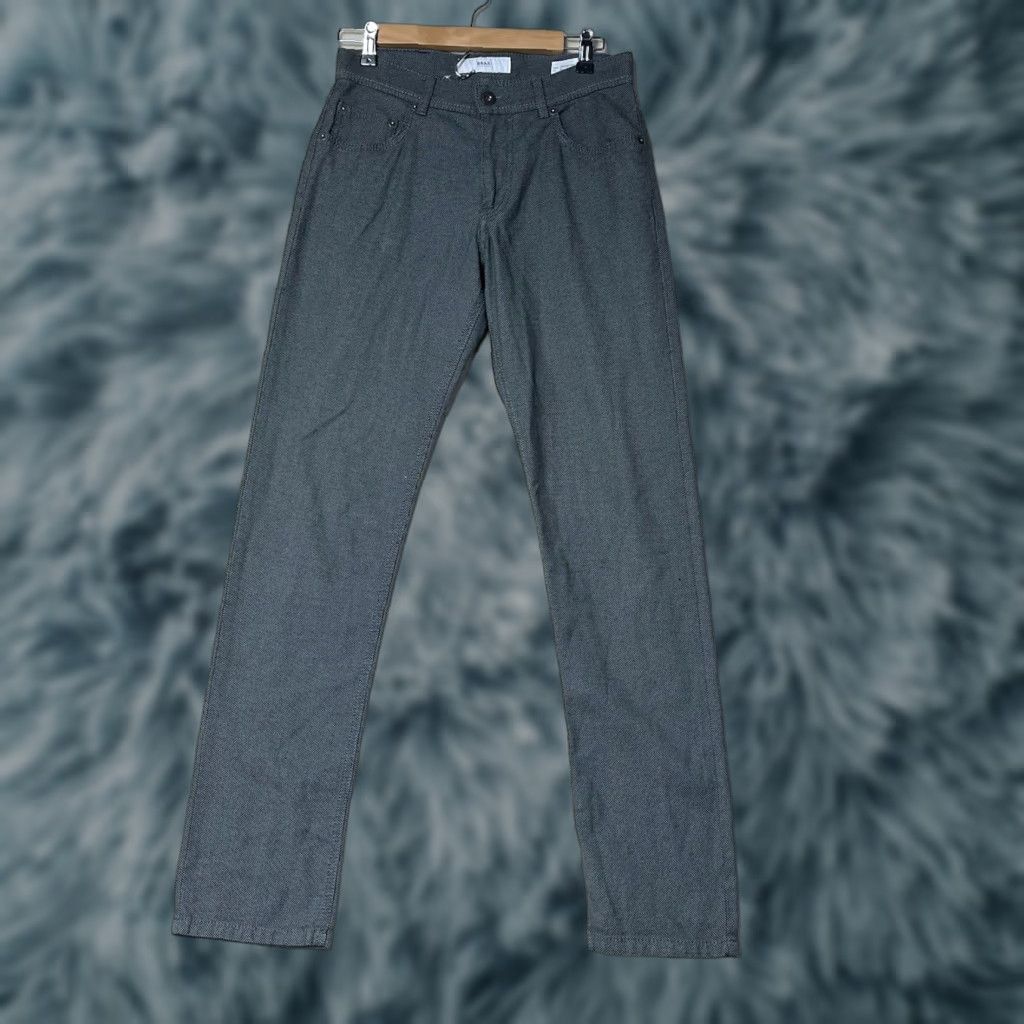 BRAX Brax Cooper Fancy Regular Pants Men Size 30 x 32 Gray Black Slim Button Pockets Knit Cotton Blend Straight Leg Chino Casual Travel Size US 30 / EU 46 - 1 Thumbnail