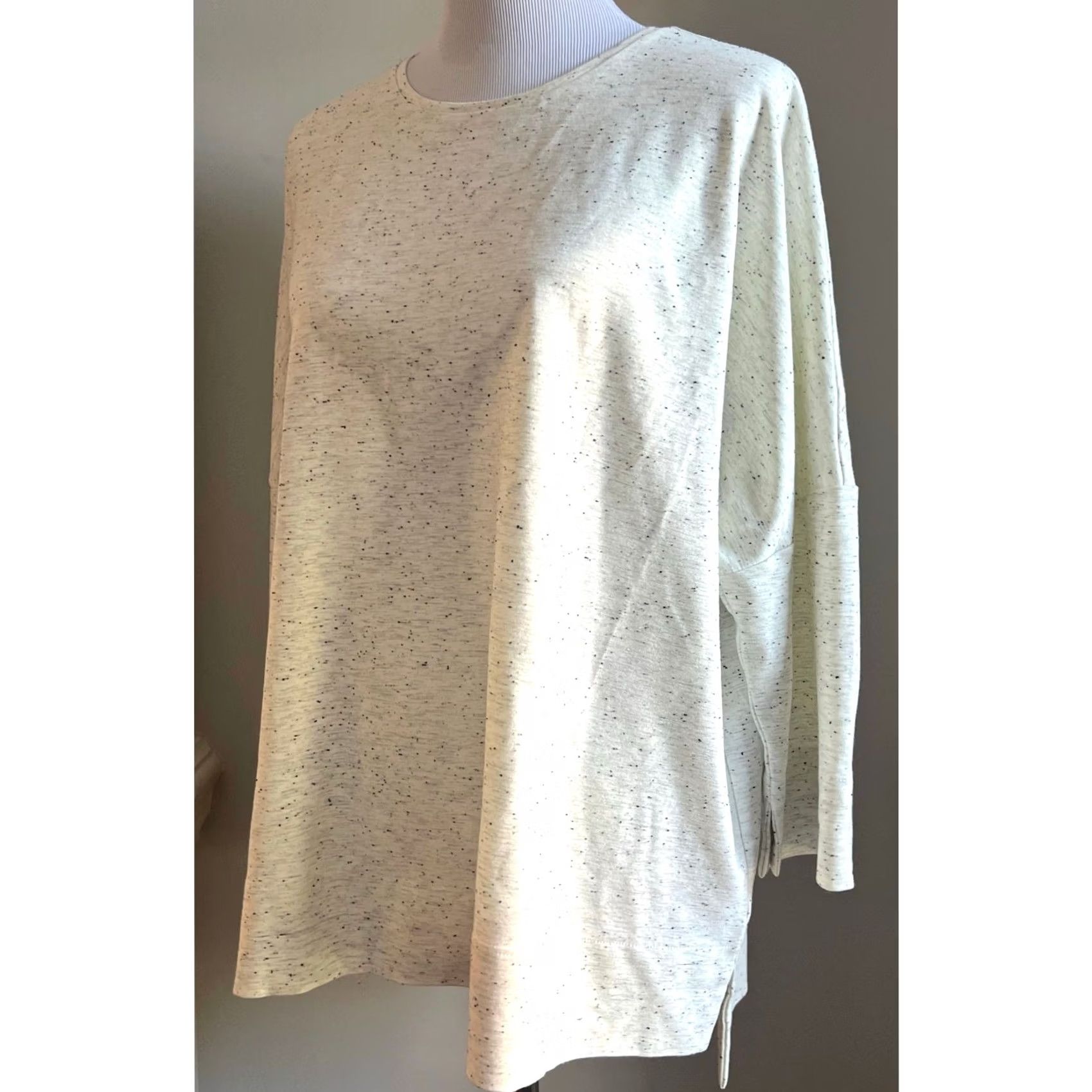 J. Jill VINTAGE J.Jill Ponte Top Blouse Space-Dyed High Low Long Sleeve Women’s XL Cream/Space 90s? Size XL / US 12-14 / IT 48-50 - 3 Thumbnail