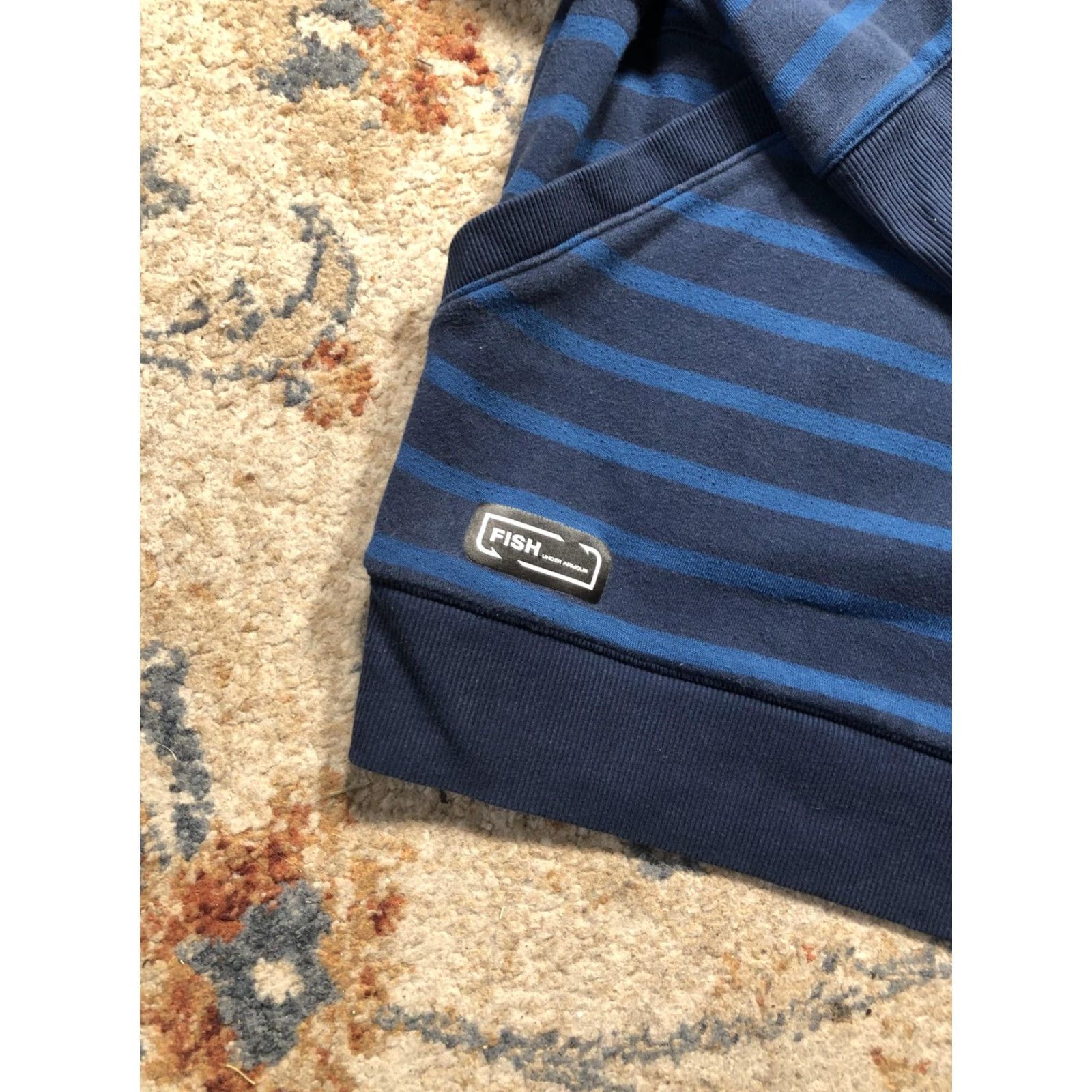 Under Armour Under Armour Hoodie Mens XL Blue Striped FISH Loose Pullover Sweatshirt Logo Size US XL / EU 56 / 4 - 6 Thumbnail