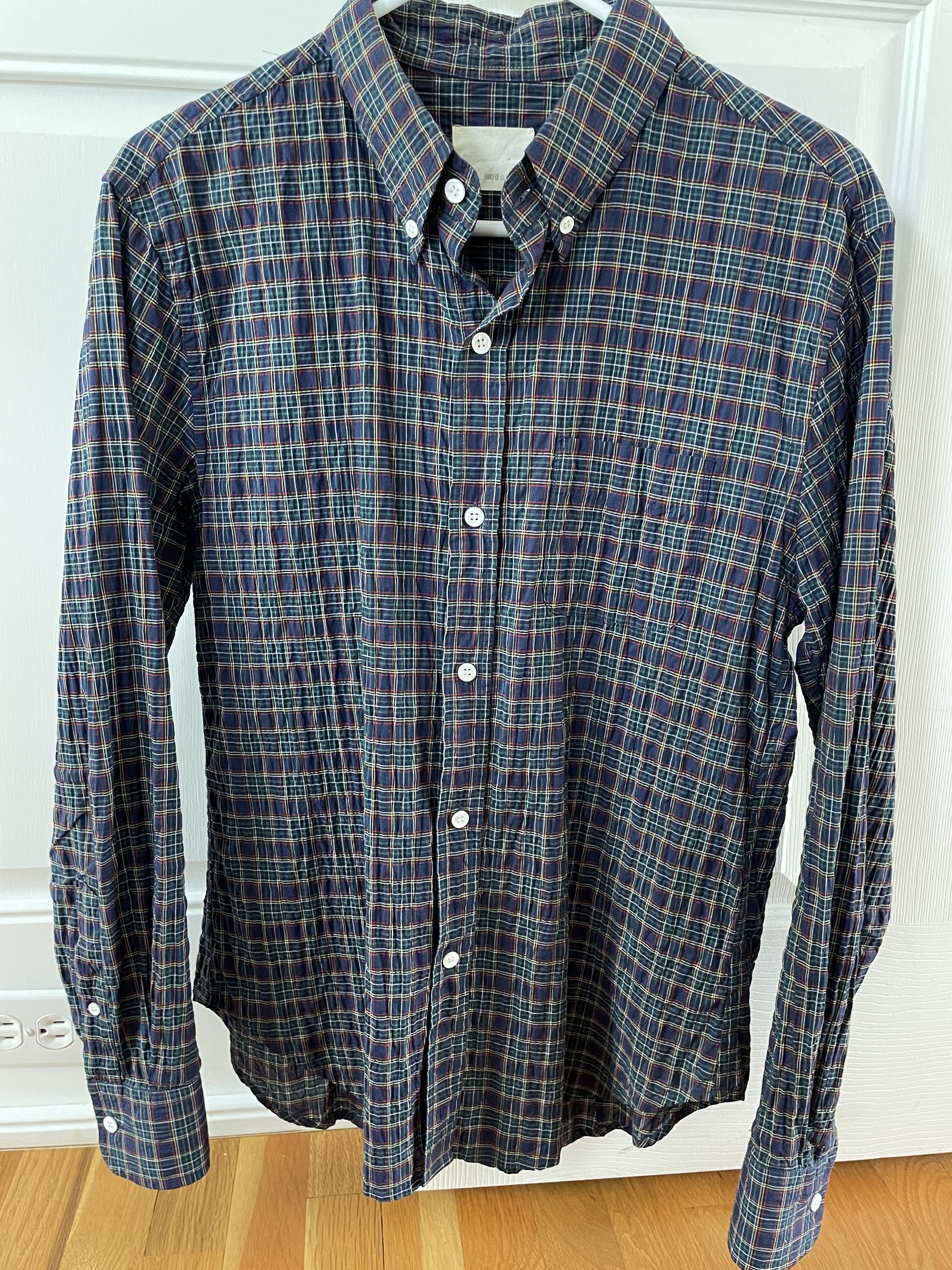 Band of Outsiders plaid shirt oxford stretch fabric