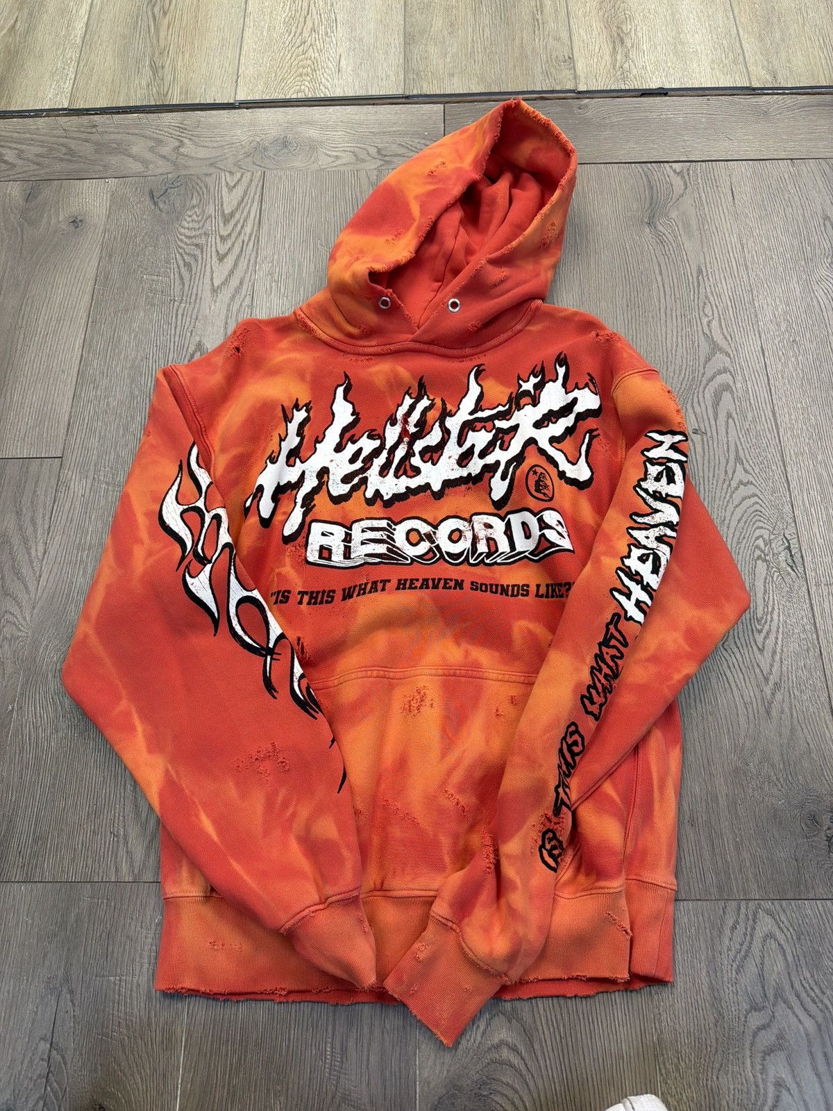 Hellstar Records faded red hooded sweatshirt