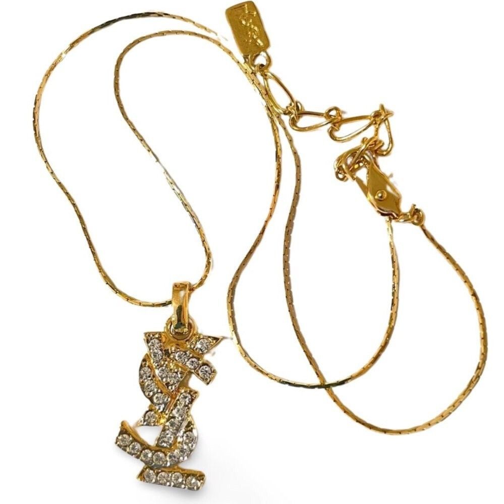 Yves Saint Laurent MINT. Vintage Yves Saint Laurent golden YSL logo necklace Size ONE SIZE - 1 Thumbnail
