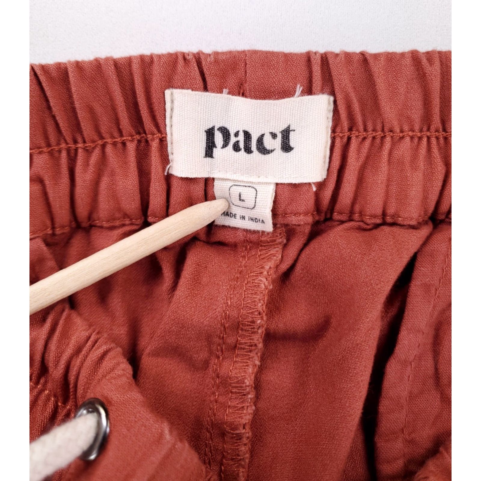 Vintage Pact Joggers Pants Elastic Waist Drawstring Red Orange Mens L (29-32) Size US 33 - 2 Thumbnail