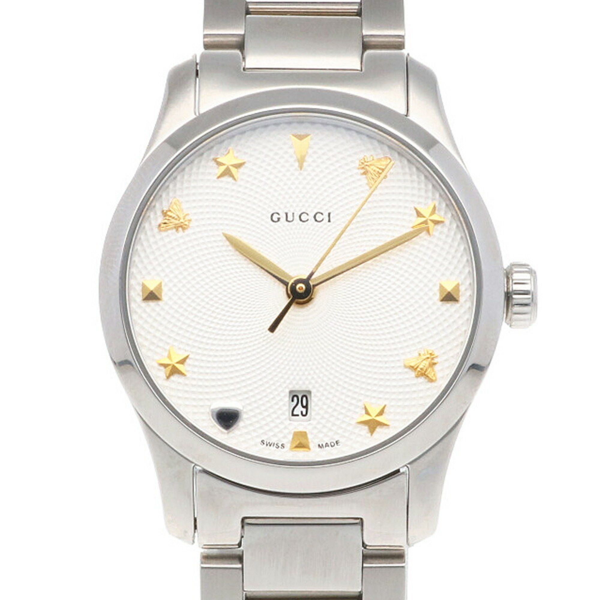 image of Gucci G Timeless Watch Stainless Steel 126.5 Quartz Ladies Gucci in White, Women's