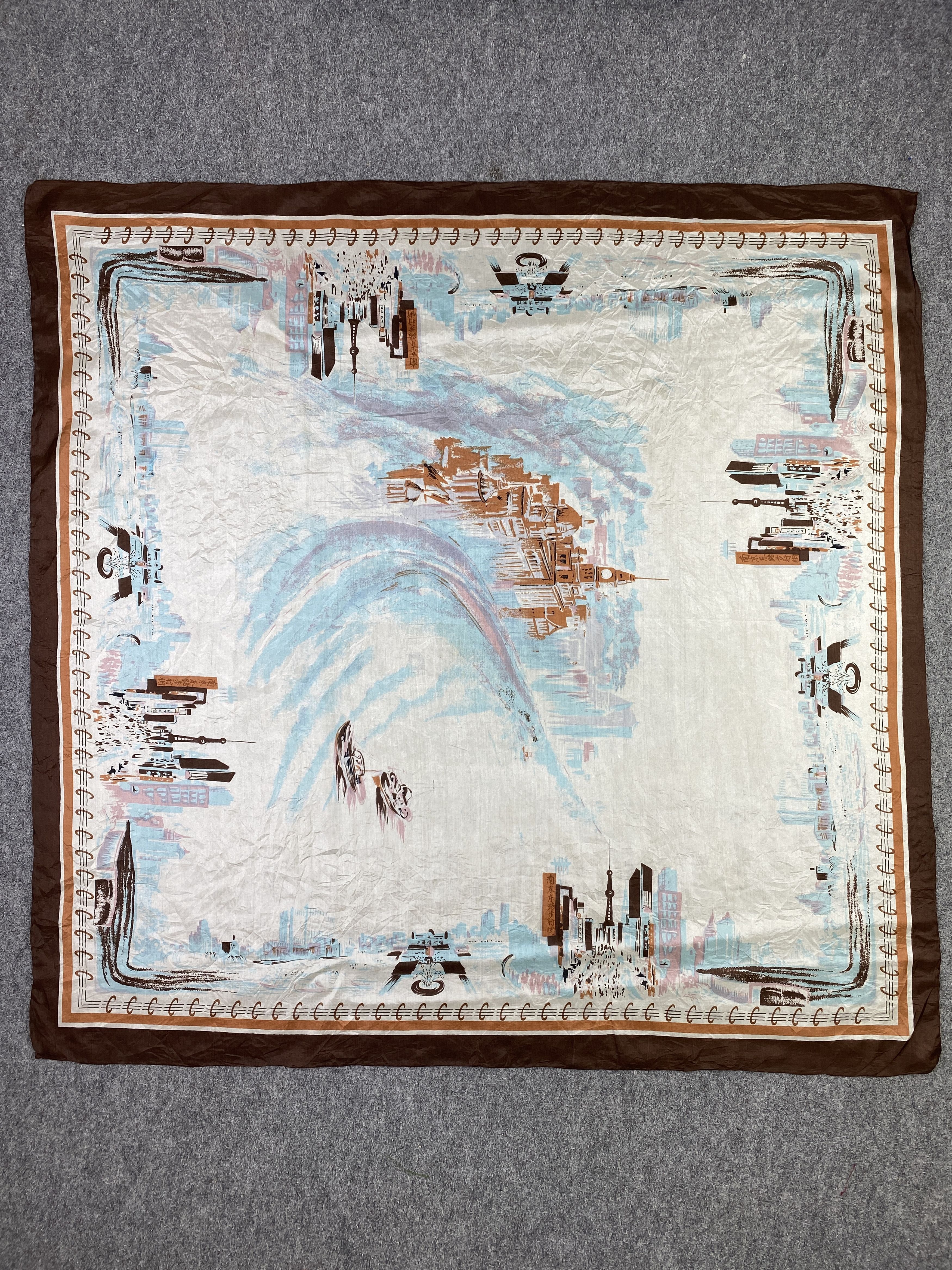 Other Vintage Art Painting Silk Scarf / Silk Shawl SN0271 Size ONE SIZE - 3 Thumbnail