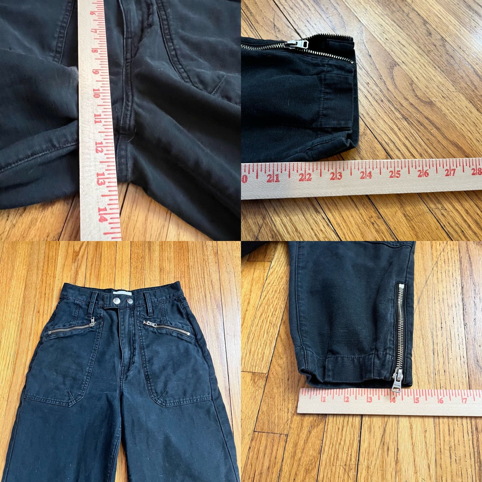 Frame FRAME Jeans Womens 24 High Rise Crop Zipper Moto Cropped Black 24x23.5 Women Jeans Size 42" / US 20 - 8 Thumbnail