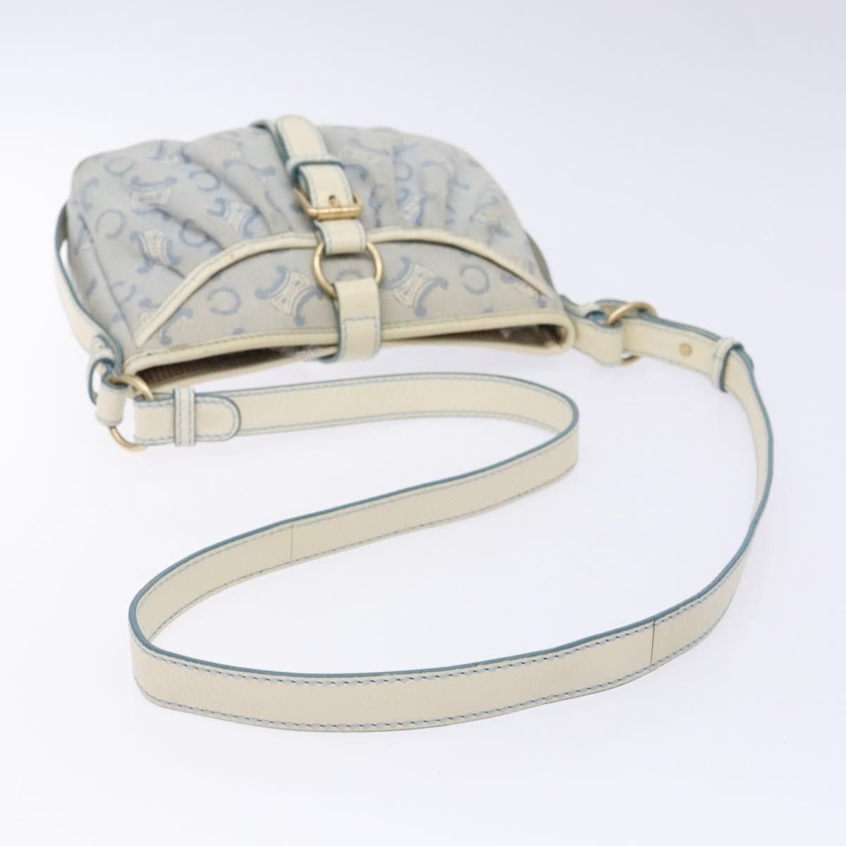 Celine CELINE C Macadam Canvas Shoulder Bag Light Blue Gold Size ONE SIZE - 7 Thumbnail