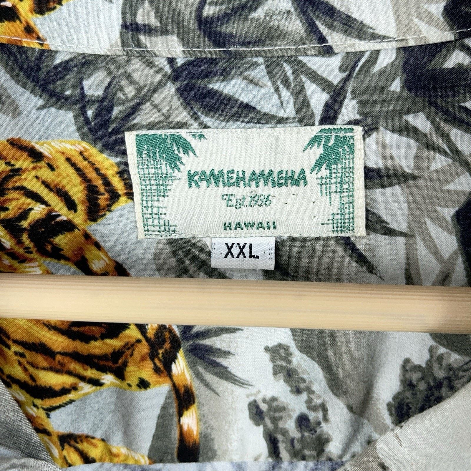 Other Vtg Kamehameha Hawaiian Shirt Tiger In Bamboo Rayon Coconut Size US XXL / EU 58 / 5 - 3 Thumbnail
