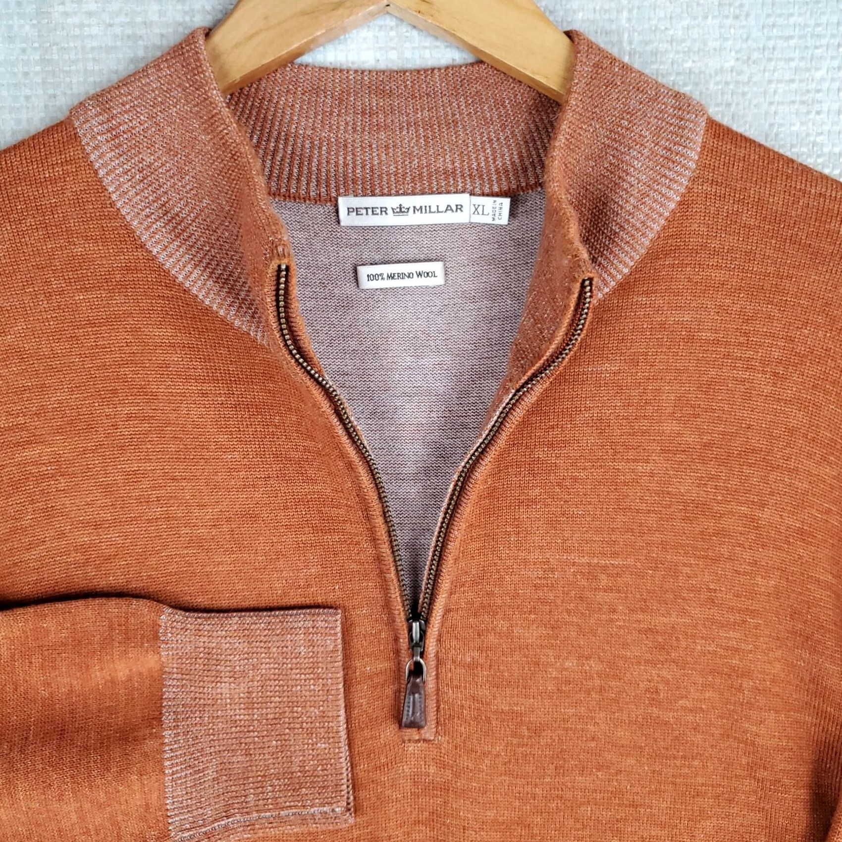 Peter Millar Peter Millar 100% Extrafine Merino Wool 1/4 Zip Sweater XL Pullover Burnt Orange Golf Mens Size US XL / EU 56 / 4 - 2 Thumbnail