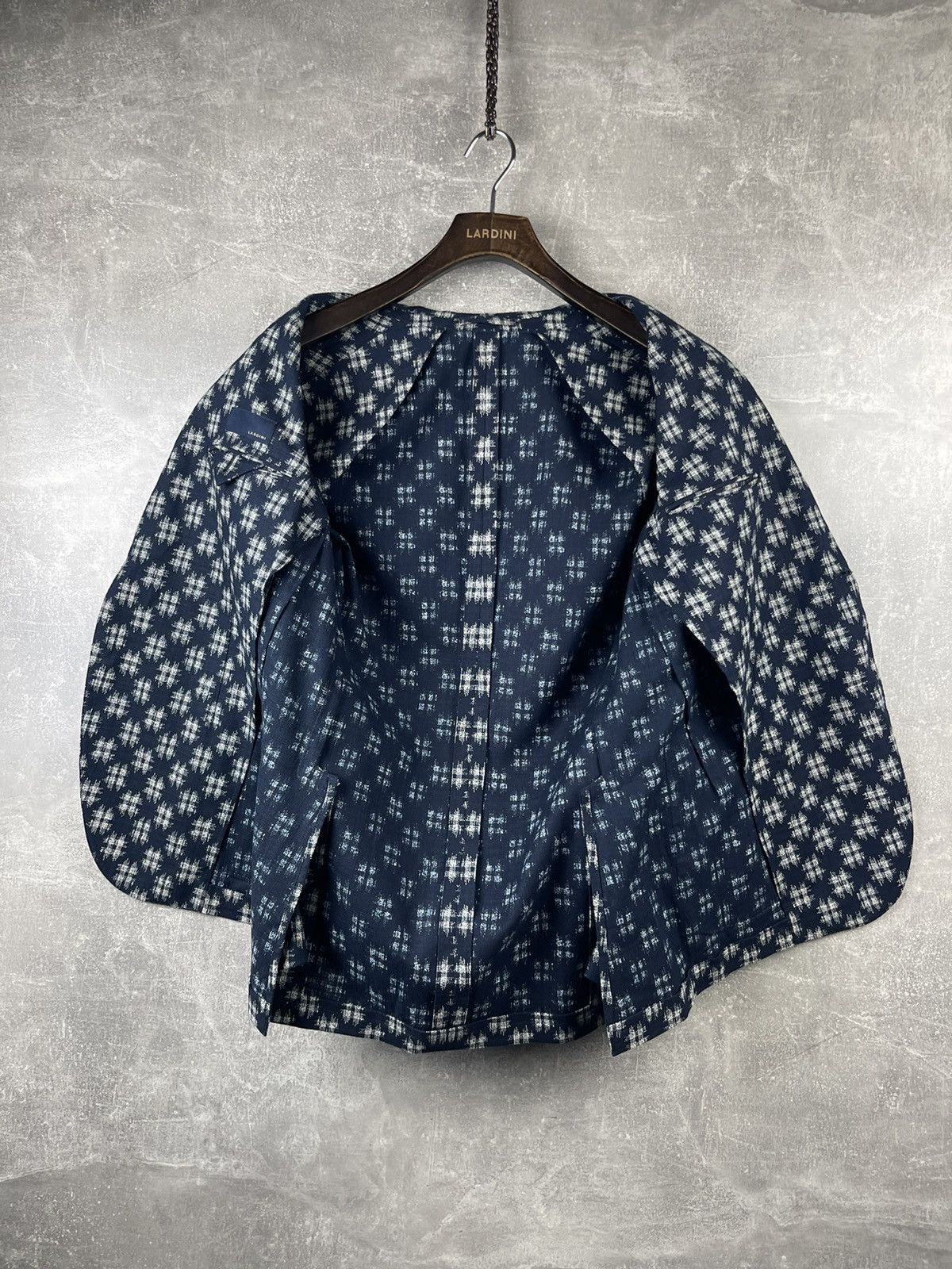 Lardini Lardini NWT Cotton White/Blue Pattern Blazer Jacket Size 48L - 10 Thumbnail
