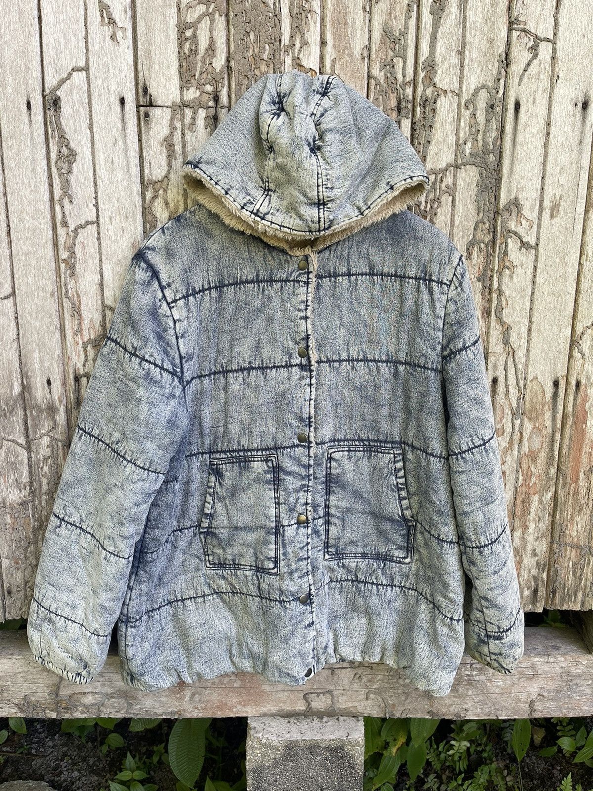Designer ANAP Sherpa-Lined Acid Wash Denim Jacket Size US M / EU 48-50 / 2 - 1 Thumbnail
