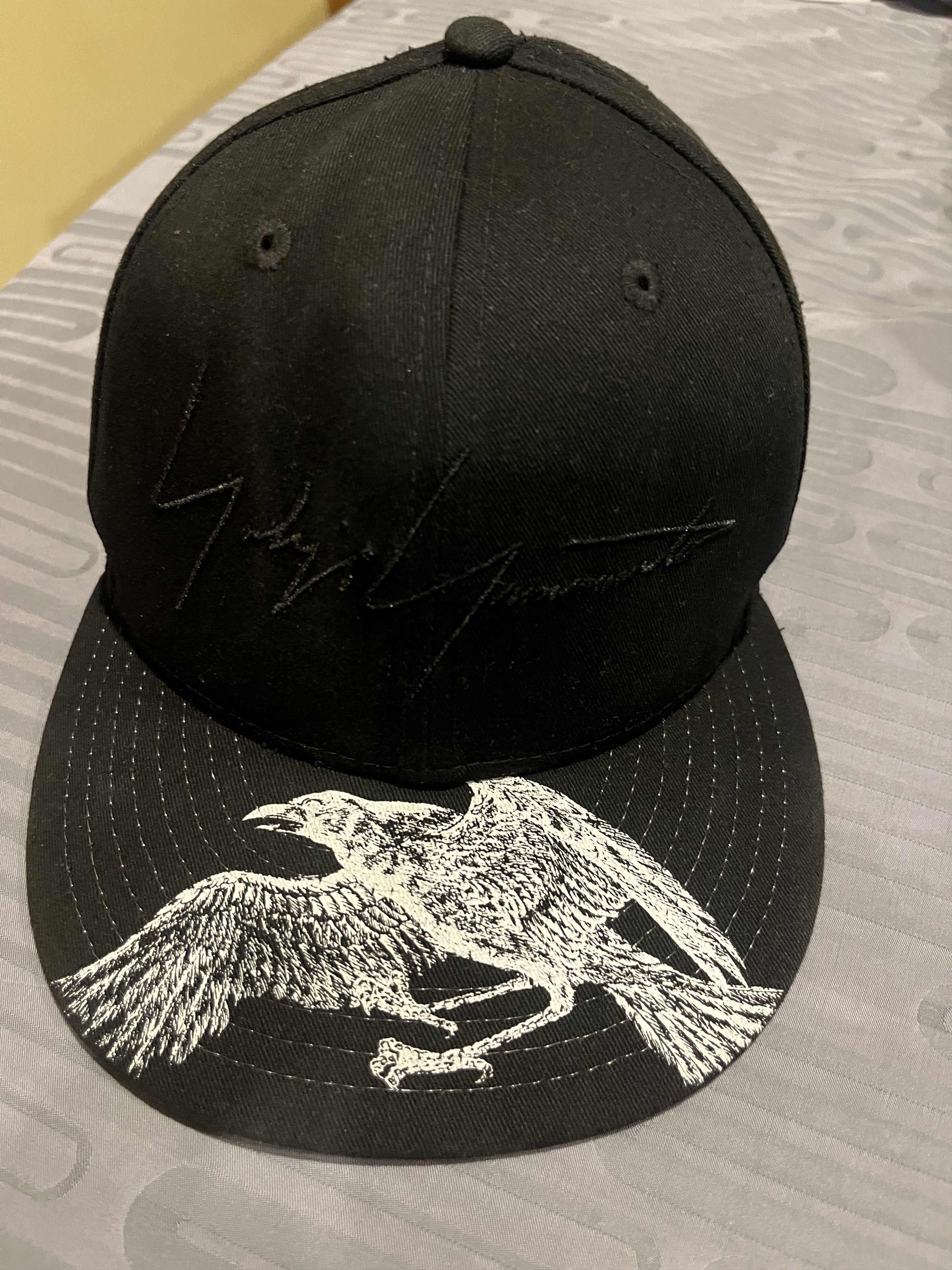 New Era × Yohji Yamamoto Yohji Yamamoto Crow Logo Printed cap hat | Grailed