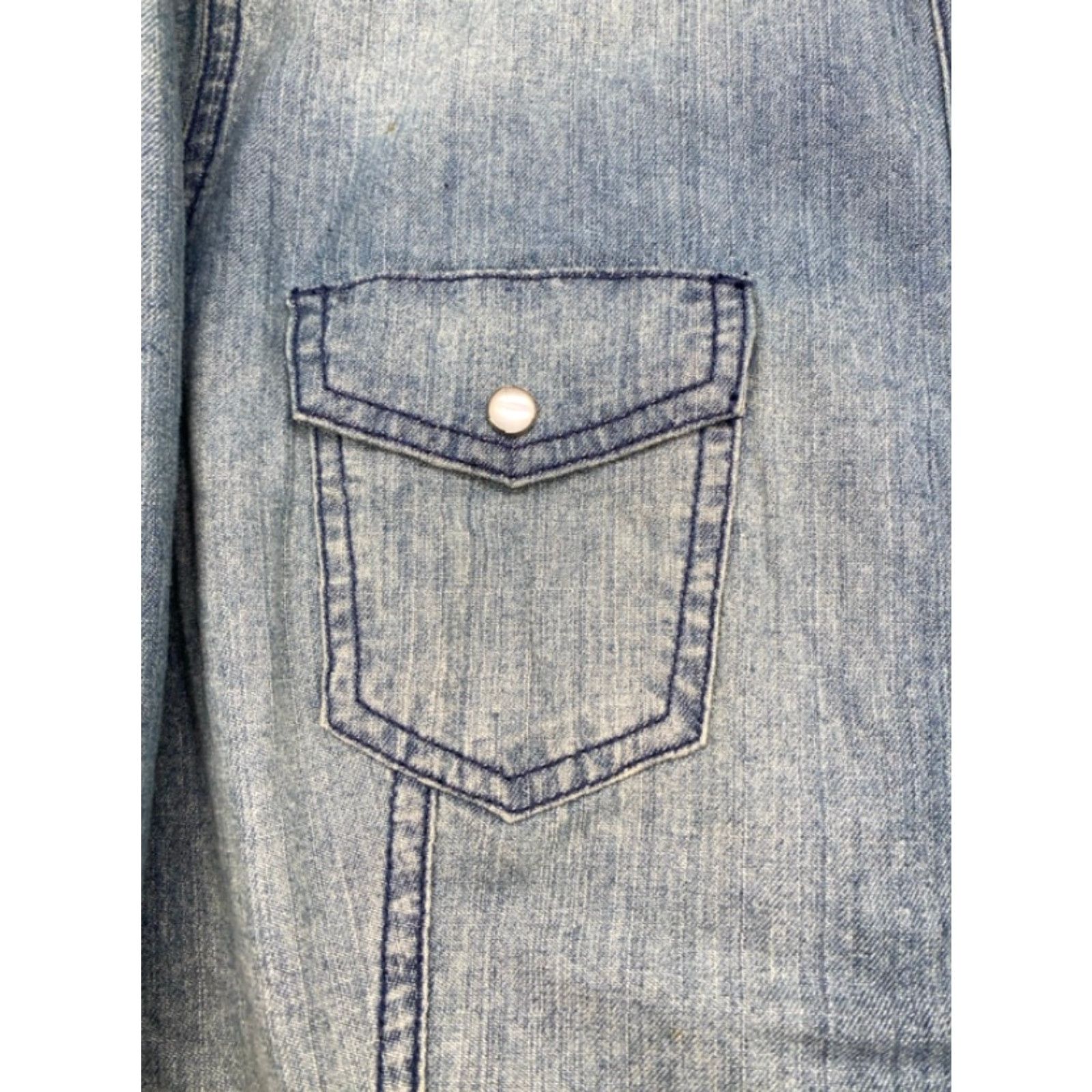 Harley Davidson VINTAGE Harley-Davidson Womens Large Long Sleeve Pearl Snap Blue Denim Embroidered Shirt Size L / US 10 / IT 46 - 4 Thumbnail