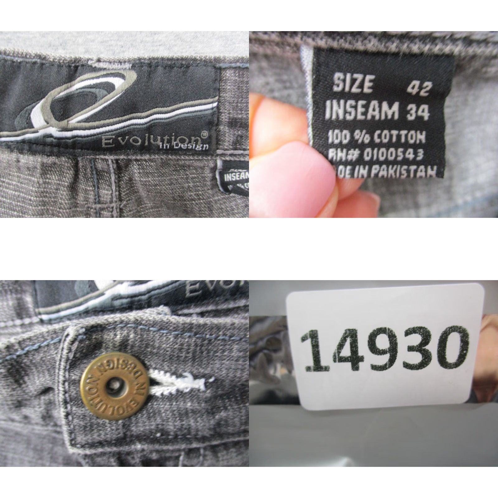Vintage Evolution Jeans Men’s 42x32 Black Dark Wash Baggy Wide Leg Denim Relaxed 42 32 Inseam 42in Dark Wash Mens Jeans Size US 42 / EU 58 - 9 Thumbnail