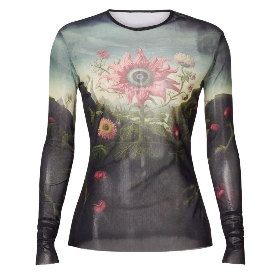 MONSE Monse Rose Printed Mesh Top in Multi, Size M Size M / US 6-8 / IT 42-44 - 1 Thumbnail