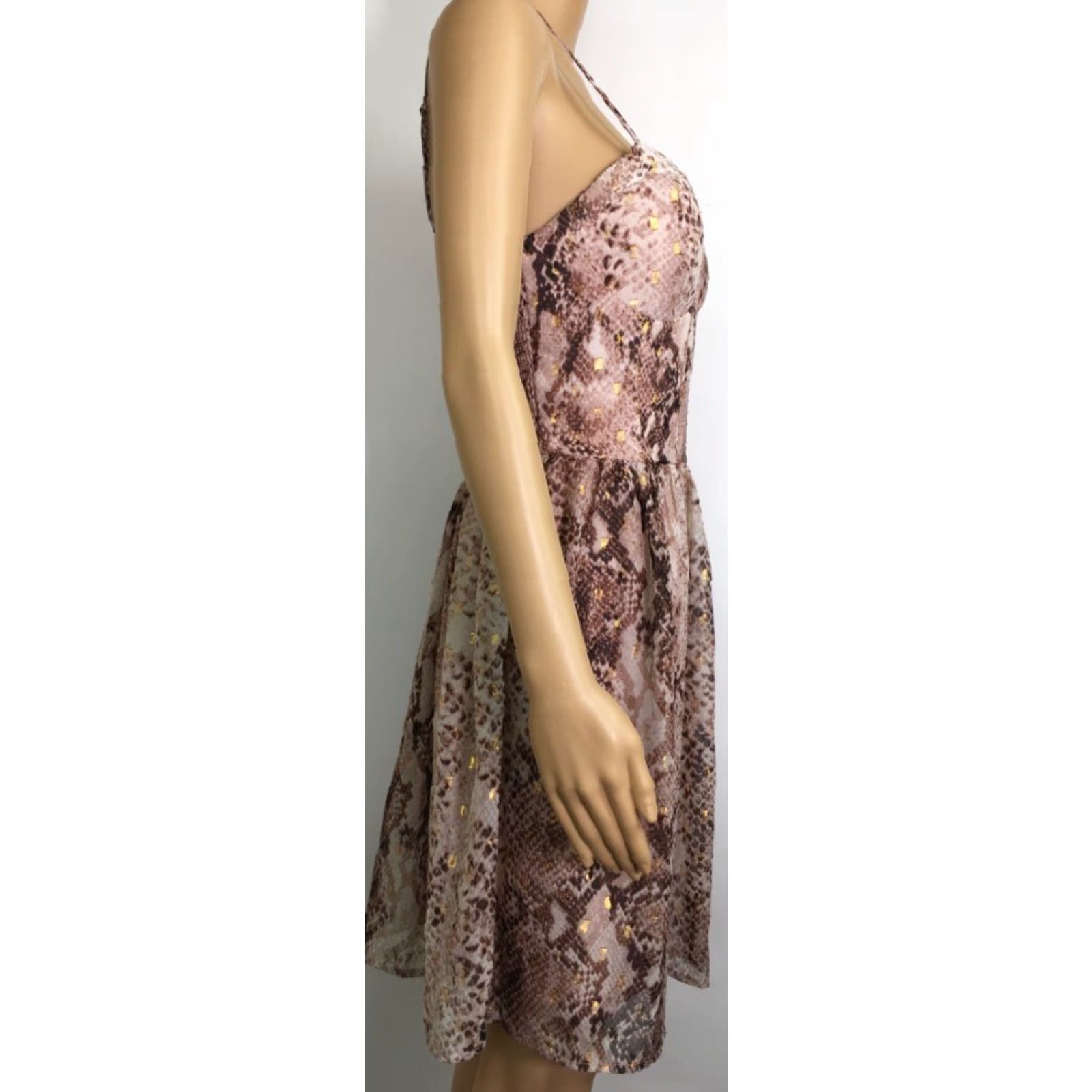 Vintage VINTAGE Xhilaration Women?s A Line Dress Pink Gold Snake Smocked Lined Sleeveless S New Size S / US 4 / IT 40 - 3 Thumbnail