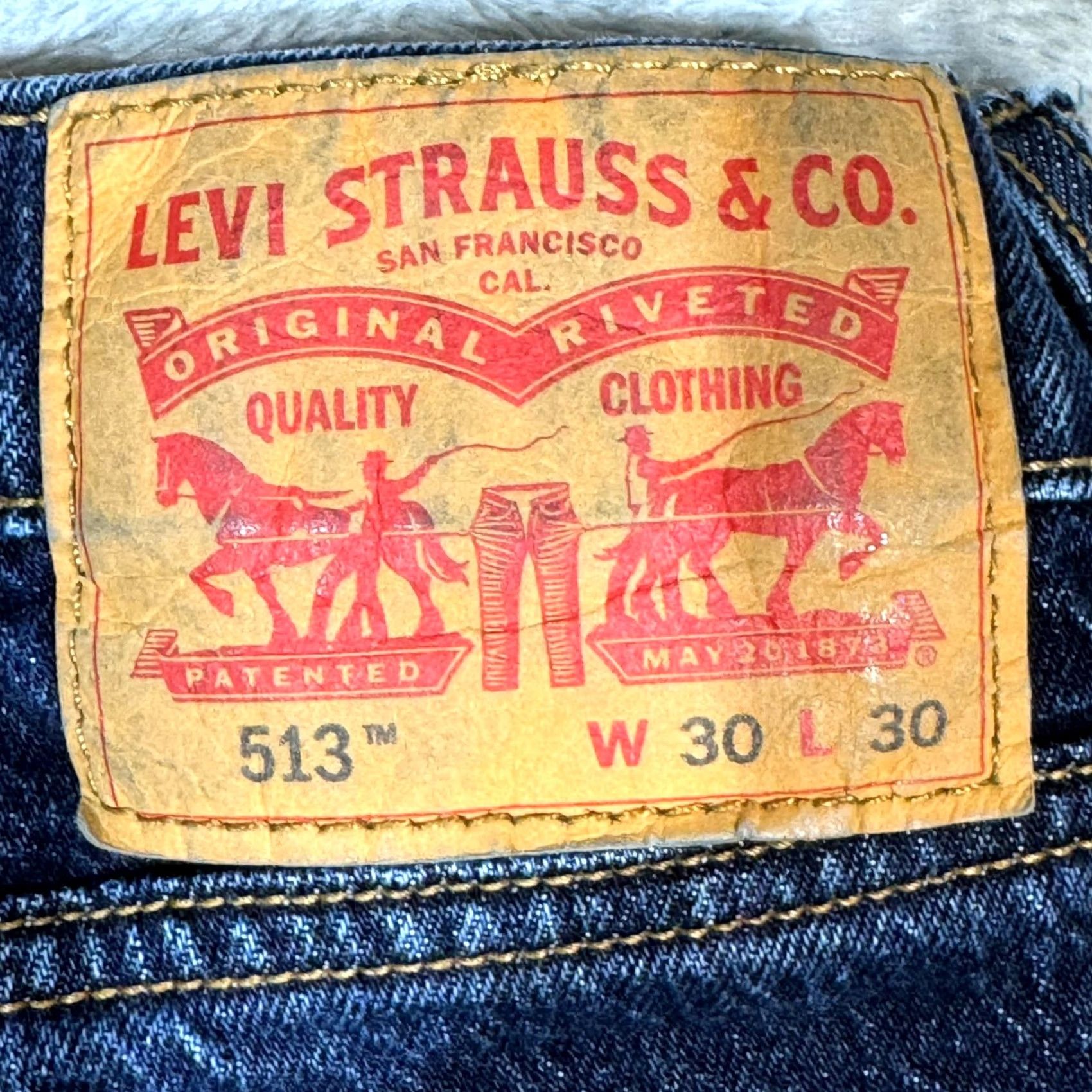 Levi's Levi’s 513 Slim Straight Jeans Men’s 30 x 30 Blue Denim Mid-Rise Button Zip Fly Dark Wash Vintage: No Size US 30 / EU 46 - 3 Thumbnail