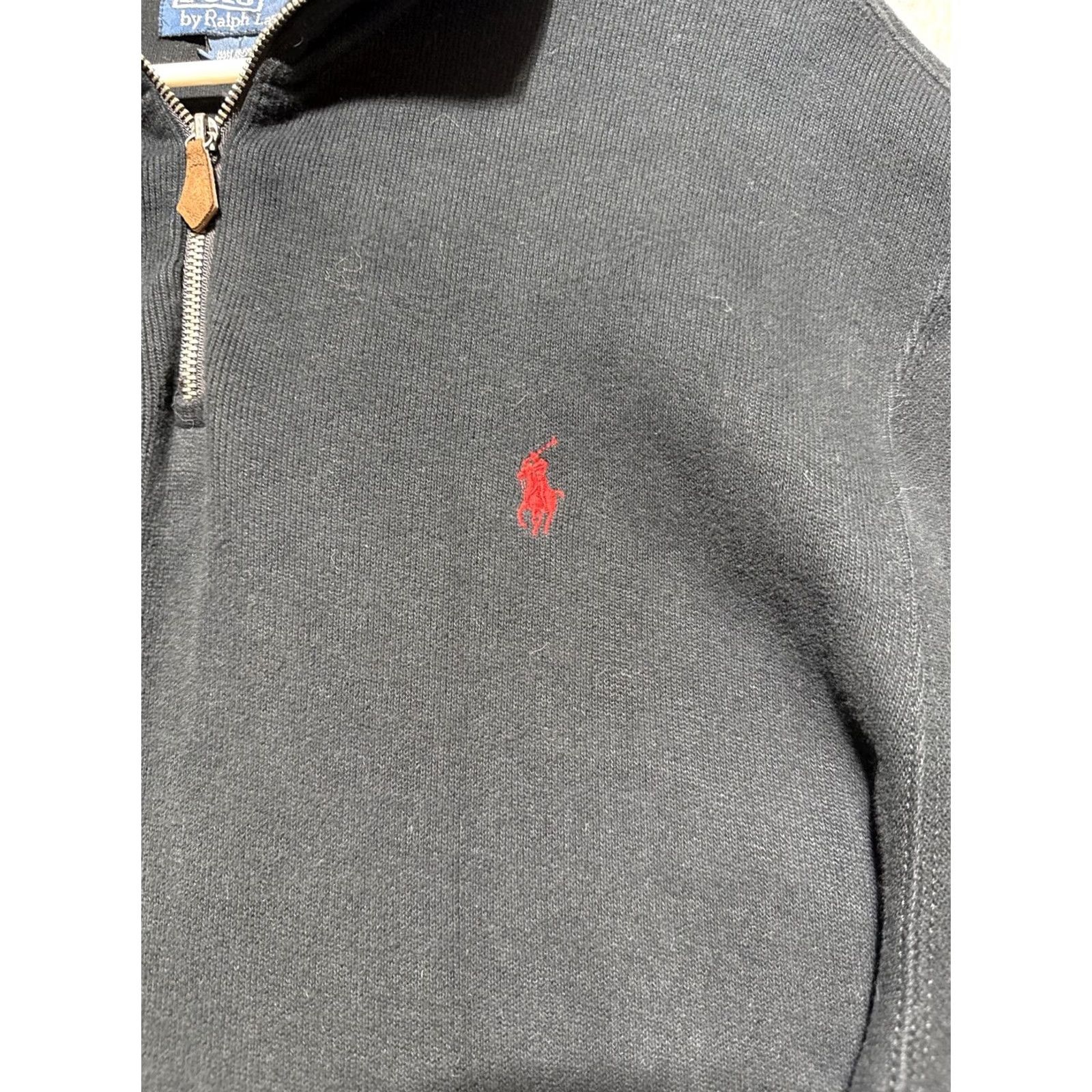 Polo Ralph Lauren Polo Ralph Lauren Sweater 2XL Black 1/4 Zip Knit Cotton Polo Ralph Lauren Mens Pullover Mock Neck Casual Logo Zipper Long Sleeve Regular Fit Size US XXL / EU 58 / 5 - 2 Thumbnail