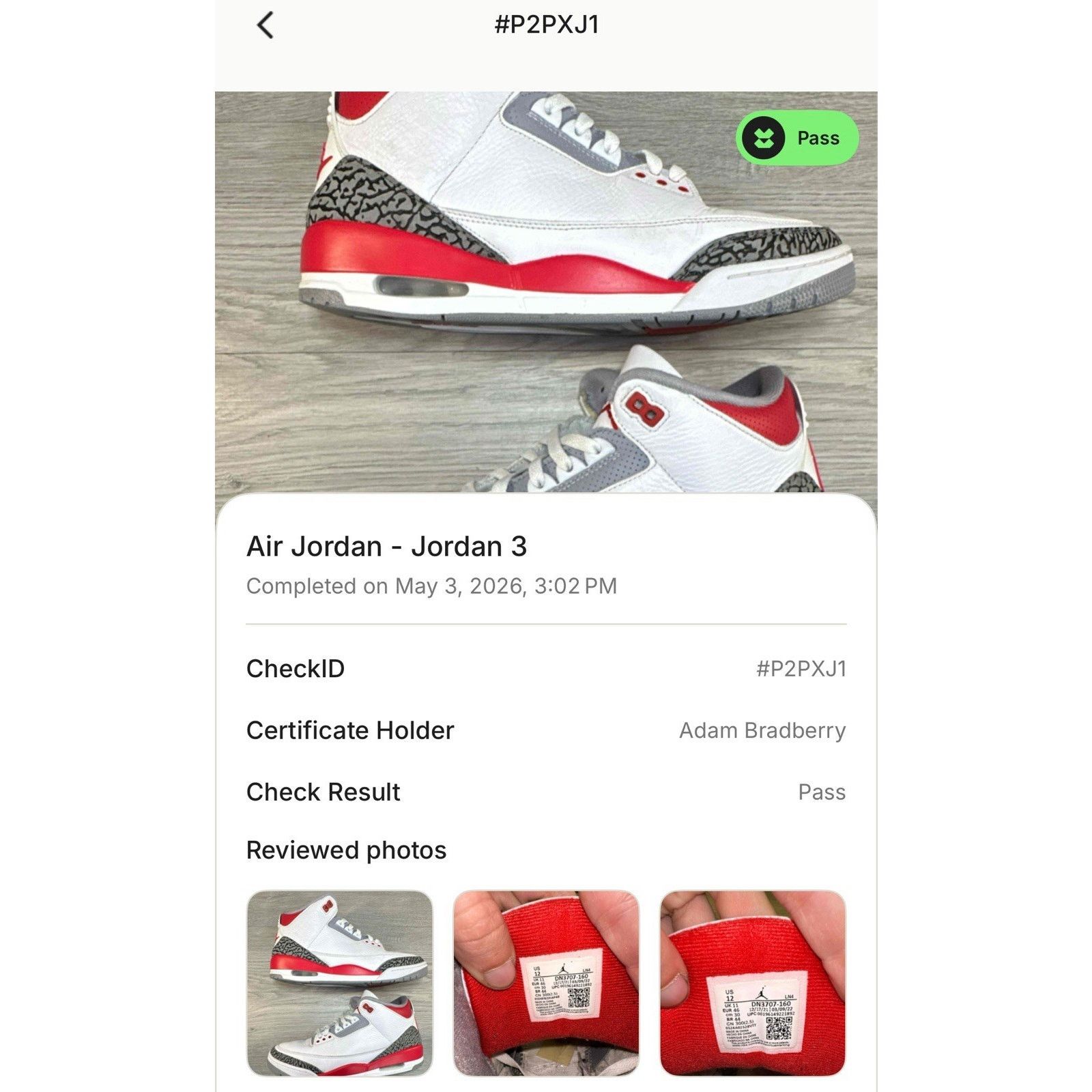 Jordan Brand Jordan 3 Retro Fire Red - Size 12 Size US 12 / EU 45 - 10 Thumbnail