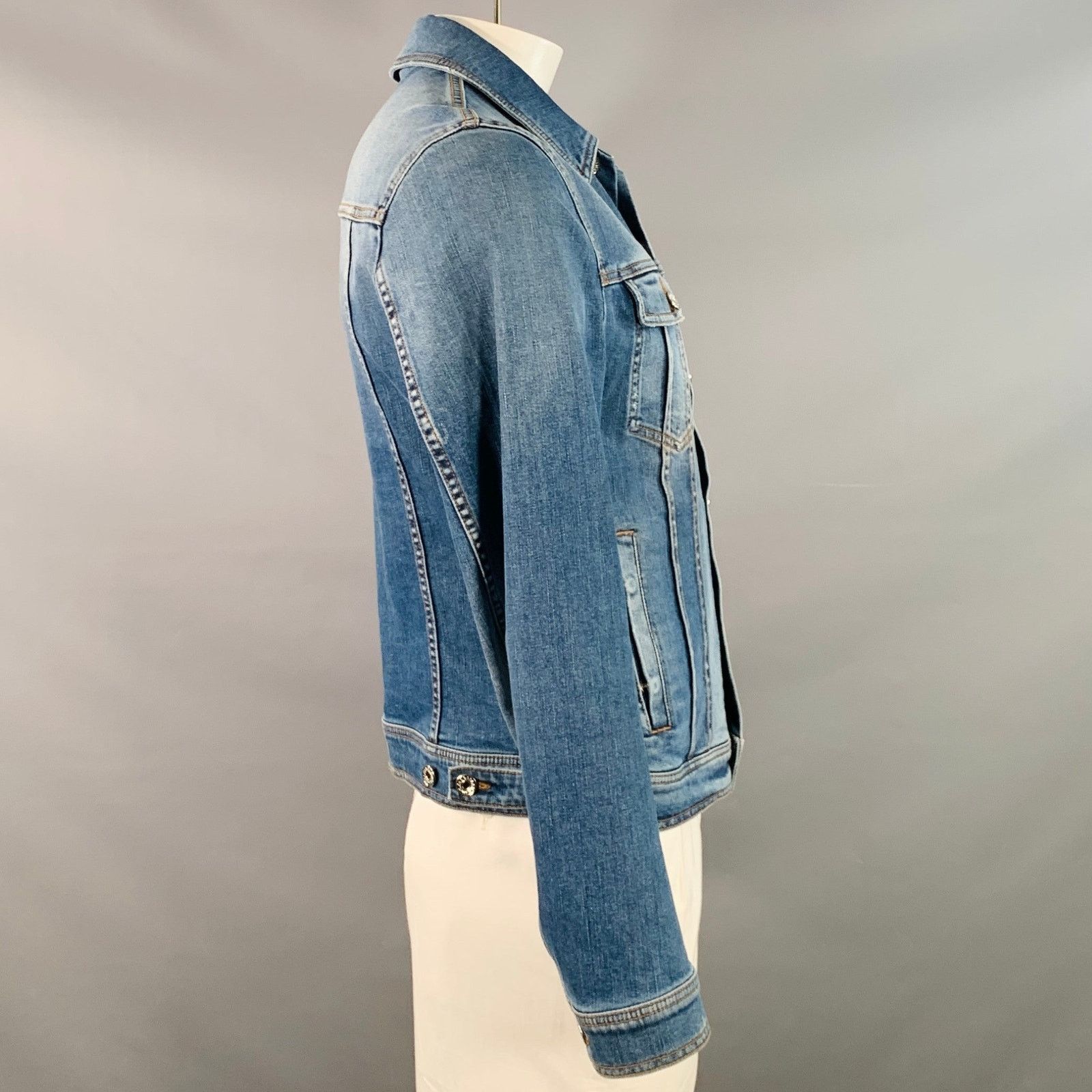 Dolce & Gabbana Size L Blue Cotton Blend Denim Trucker Jacket Size US L / EU 52-54 / 3 - 3 Thumbnail
