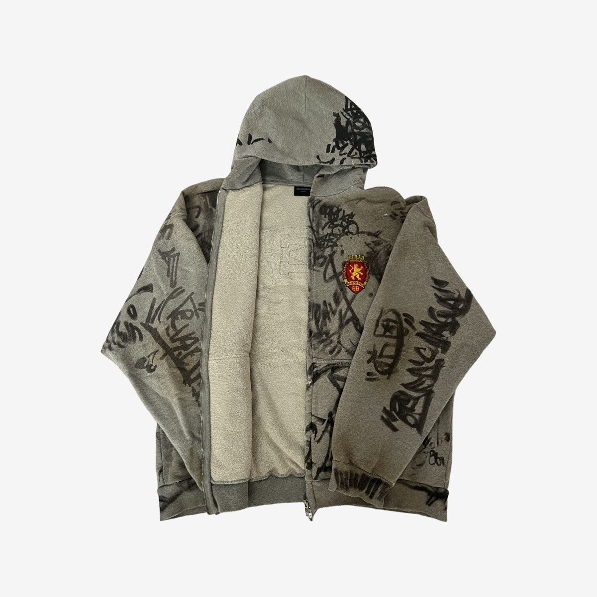 Balenciaga Graffiti Zip Up Hoodie Balenciaga SS23 Grey Skate