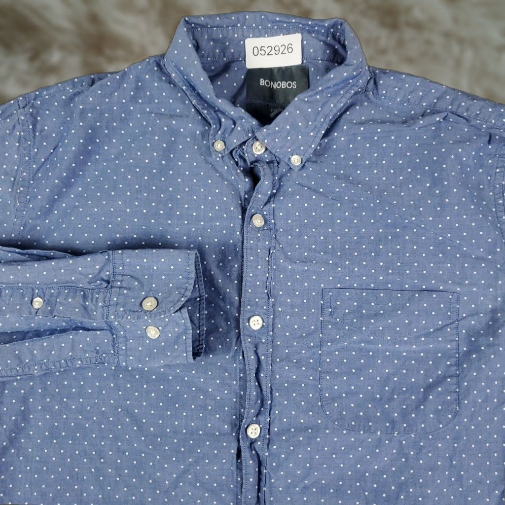 Bonobos VINTAGE Bonobos Shirt Mens Size Large Blue Dot Casual Button Up Long Sleeve Size US L / EU 52-54 / 3 - 1 Thumbnail