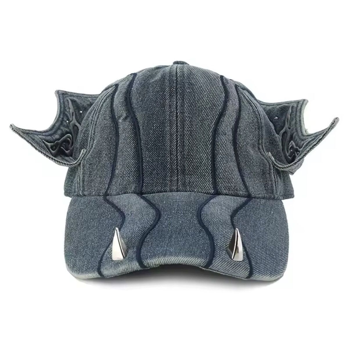 Japanese Brand Washed Blue Denim Dragon Punk Baseball Cap Size ONE SIZE - 1 Thumbnail