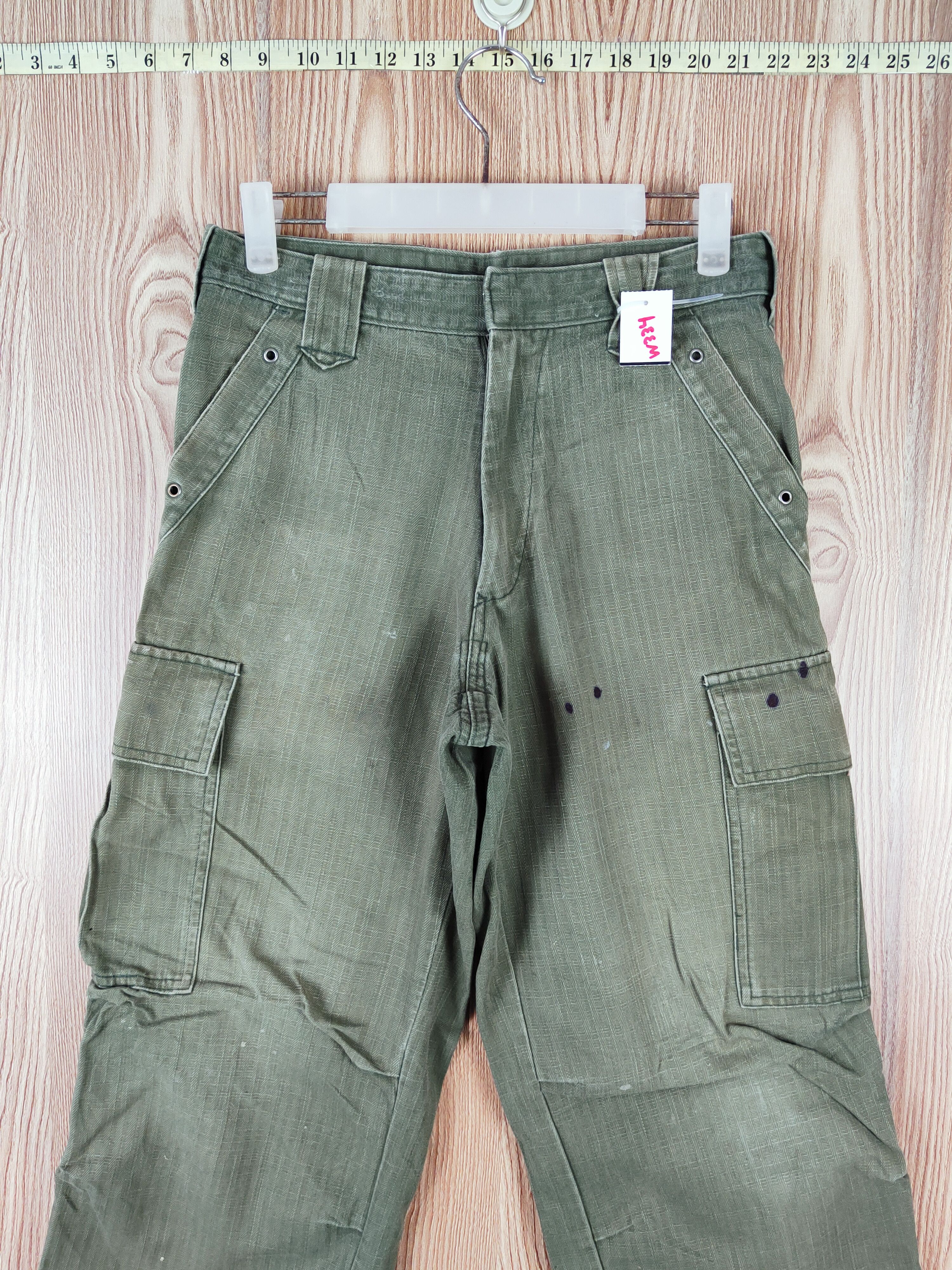 Japanese Brand Tora Green Faded Multipocket Tactical Cargo Pants #W334 Size US 28 / EU 44 - 2 Thumbnail