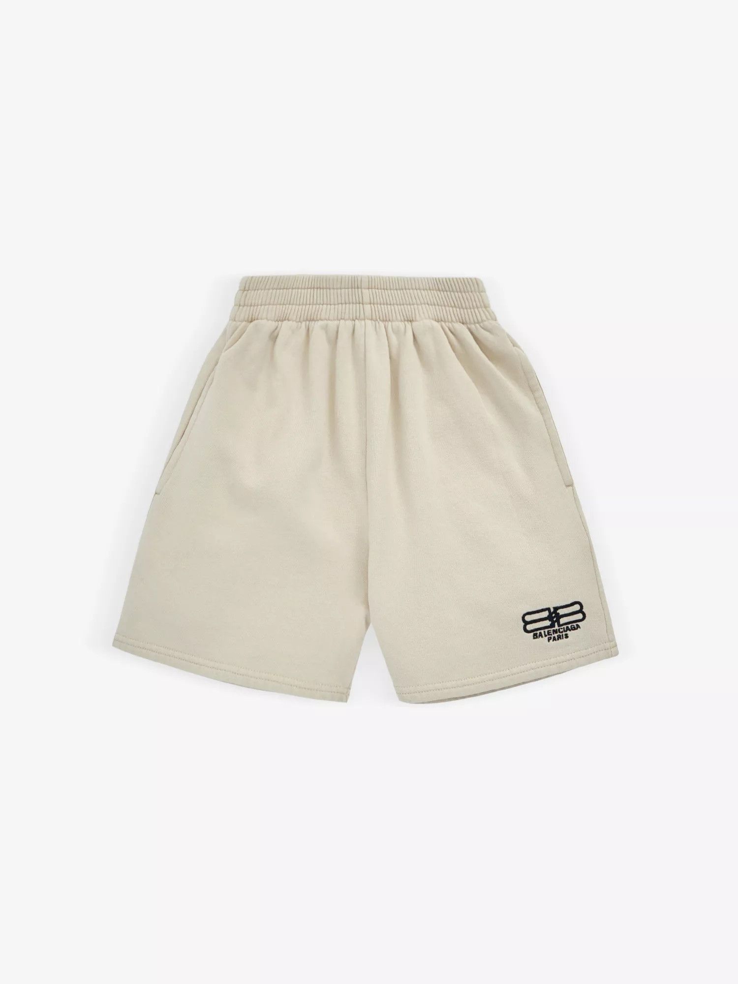 Balenciaga o1in1g1024 KIDS - BB Paris Icon Jogging Shorts Light Beige Size US 26 / EU 42 - 1 Thumbnail