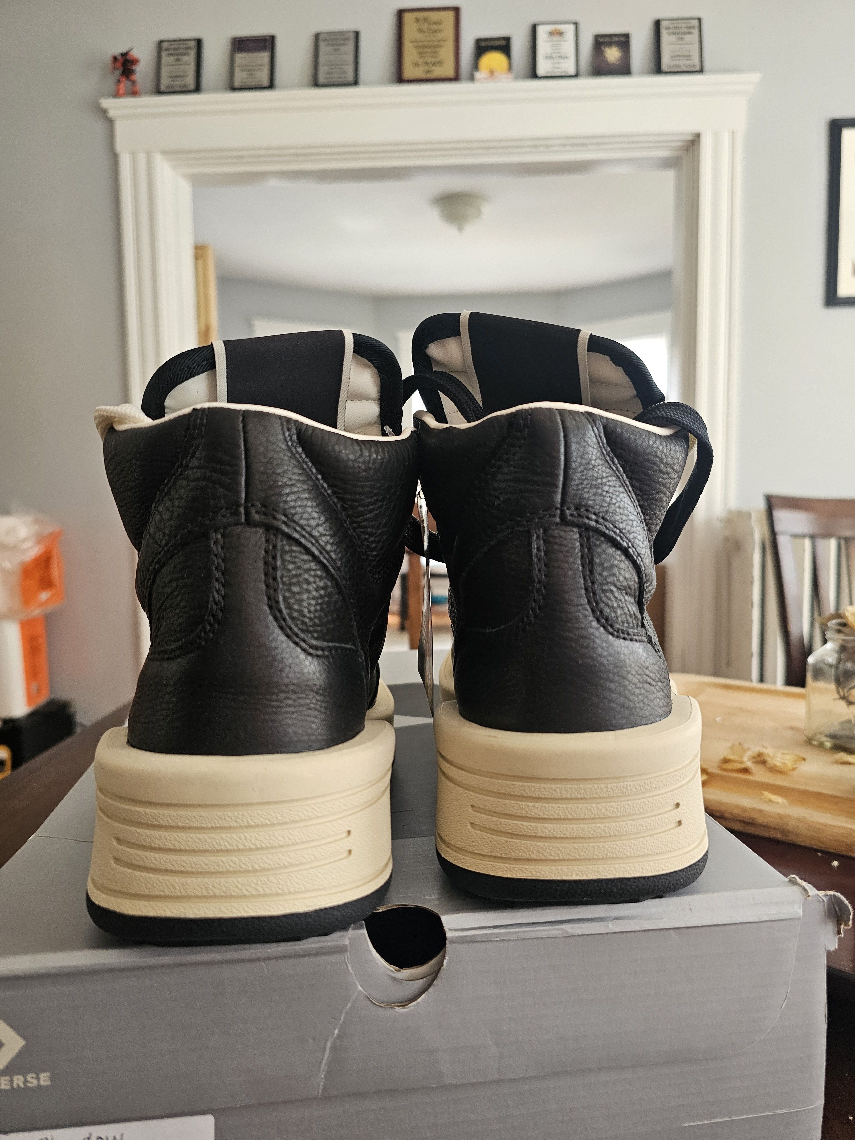 Converse × Rick Owens Drkshdw DRKSHDW TURBOWPN black leather high top Size US 5.5 / EU 38 - 2 Thumbnail