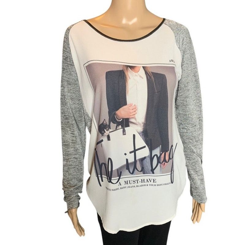 Zara ZARA Collection Women's Small Oversized Tunic Top Art Design Size S / US 4 / IT 40 - 1 Thumbnail