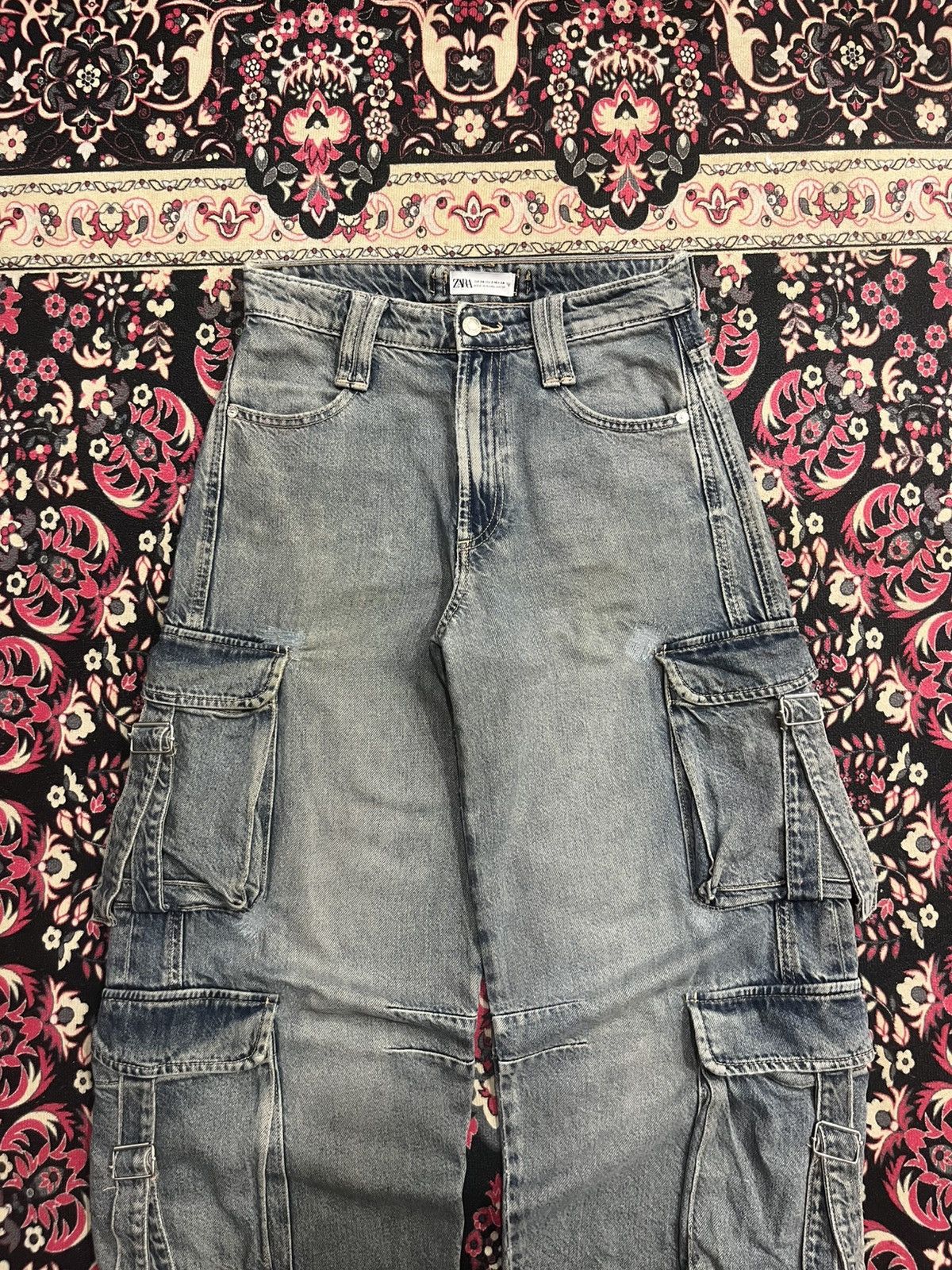 Tripp NYC Vintage Zara Tactical Cargo Grey Washed Baggy Jeans Size US 28 / EU 44 - 5 Thumbnail